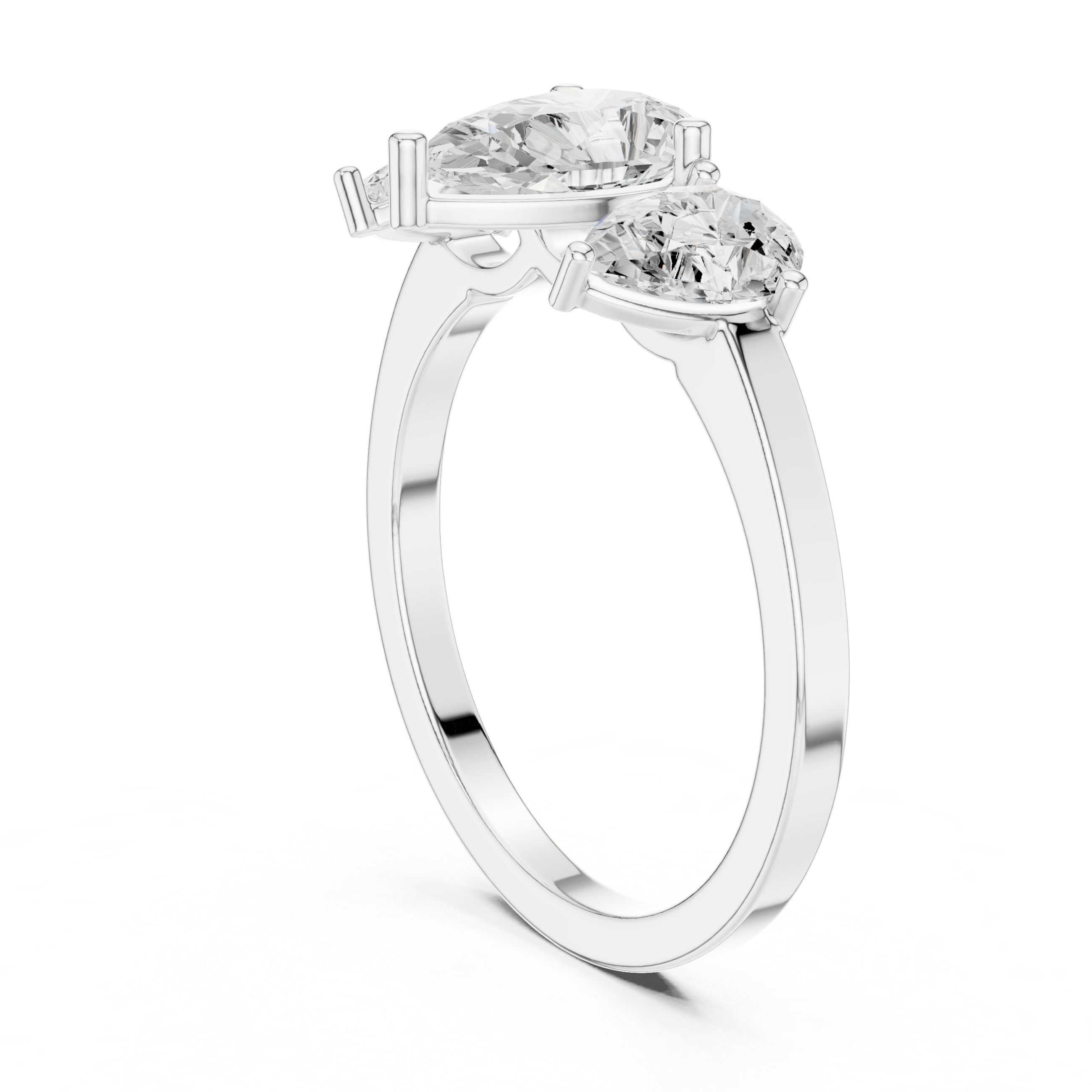 Three Stone Pear Diamond Engagement Ring