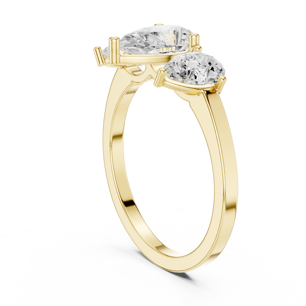 Three Stone Pear Diamond Engagement Ring