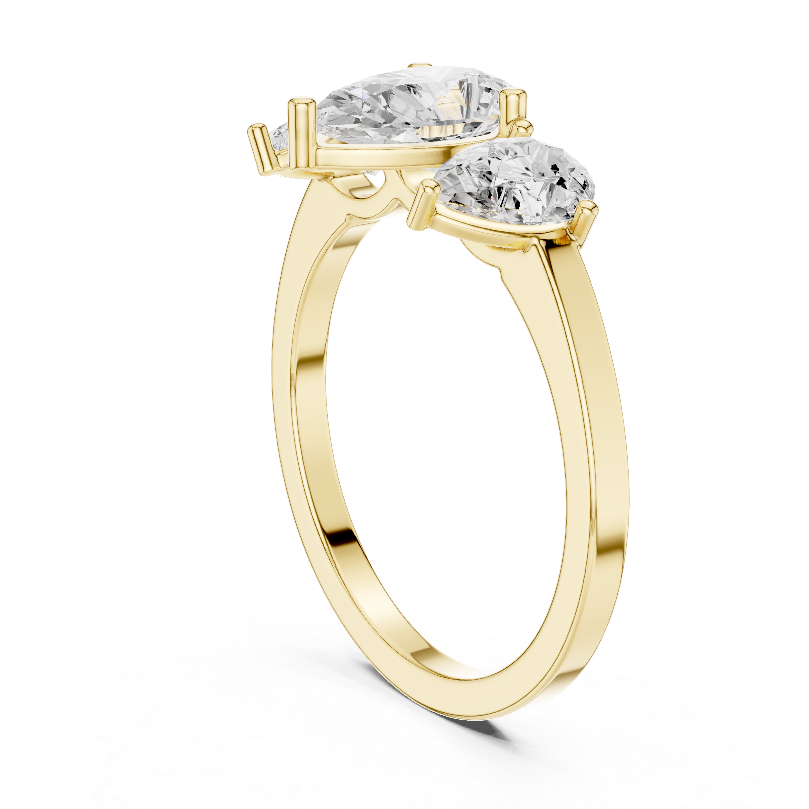 Three Stone Pear Diamond Engagement Ring