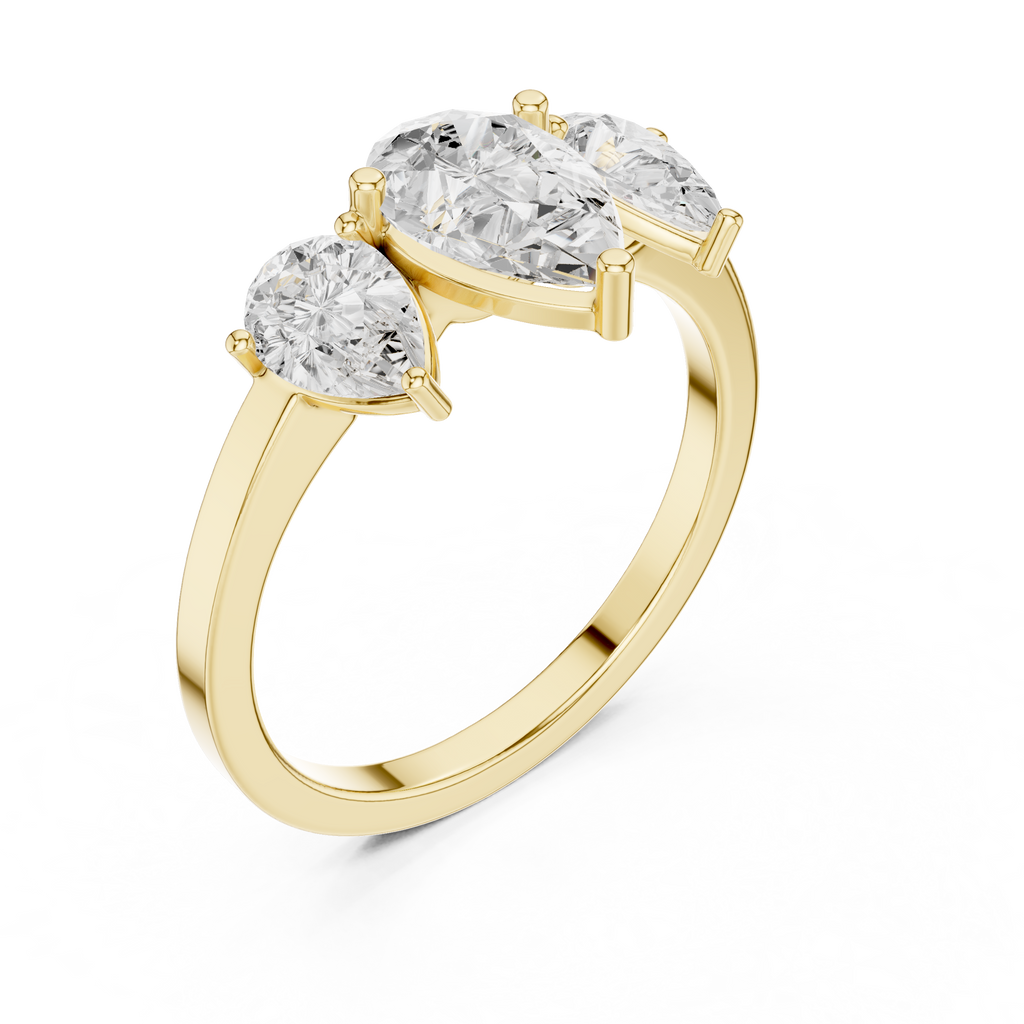 Three Stone Pear Diamond Engagement Ring