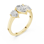 Three Stone Pear Diamond Engagement Ring