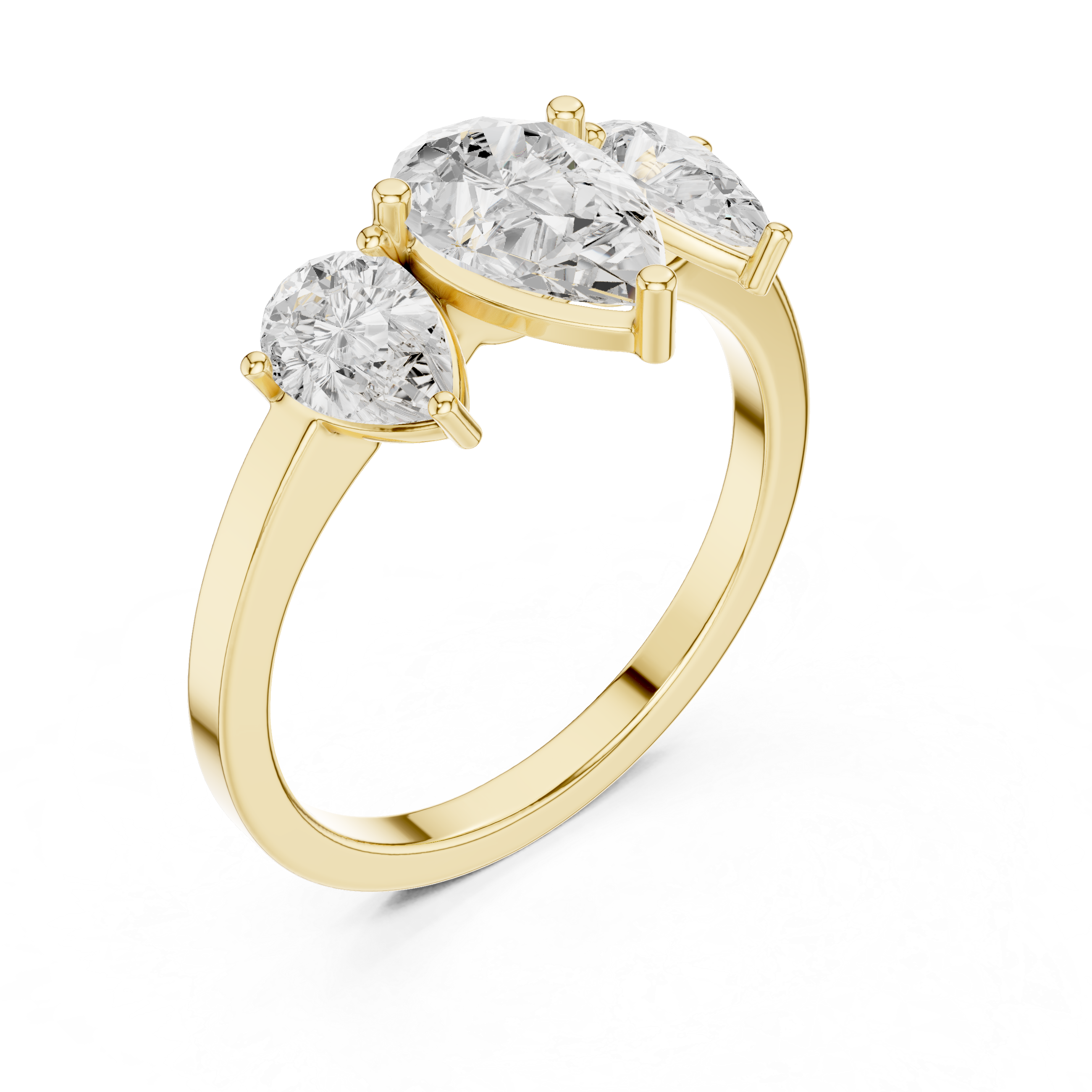 Three Stone Pear Diamond Engagement Ring