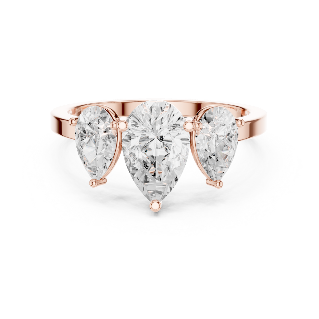 Three Stone Pear Diamond Engagement Ring