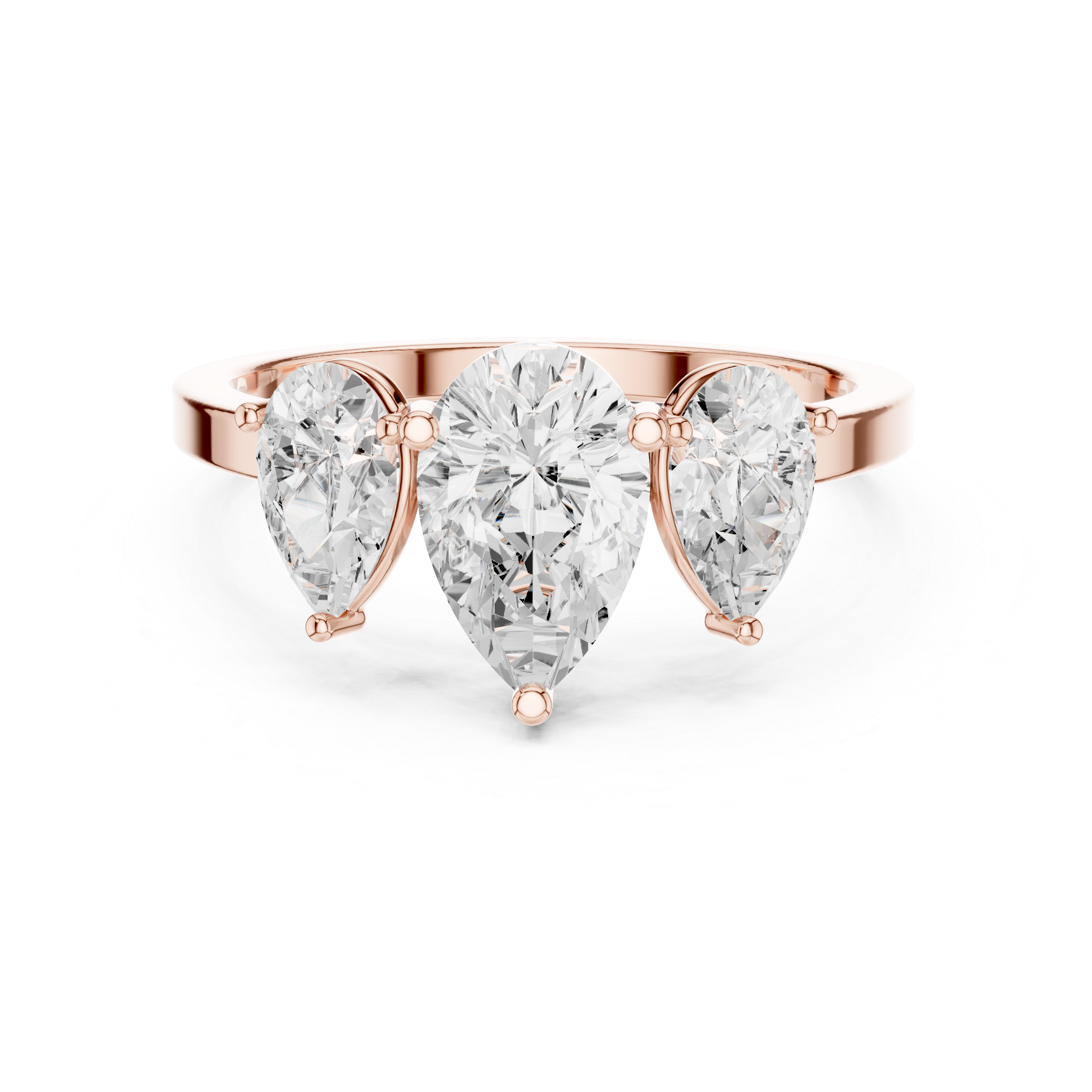 Three Stone Pear Diamond Engagement Ring