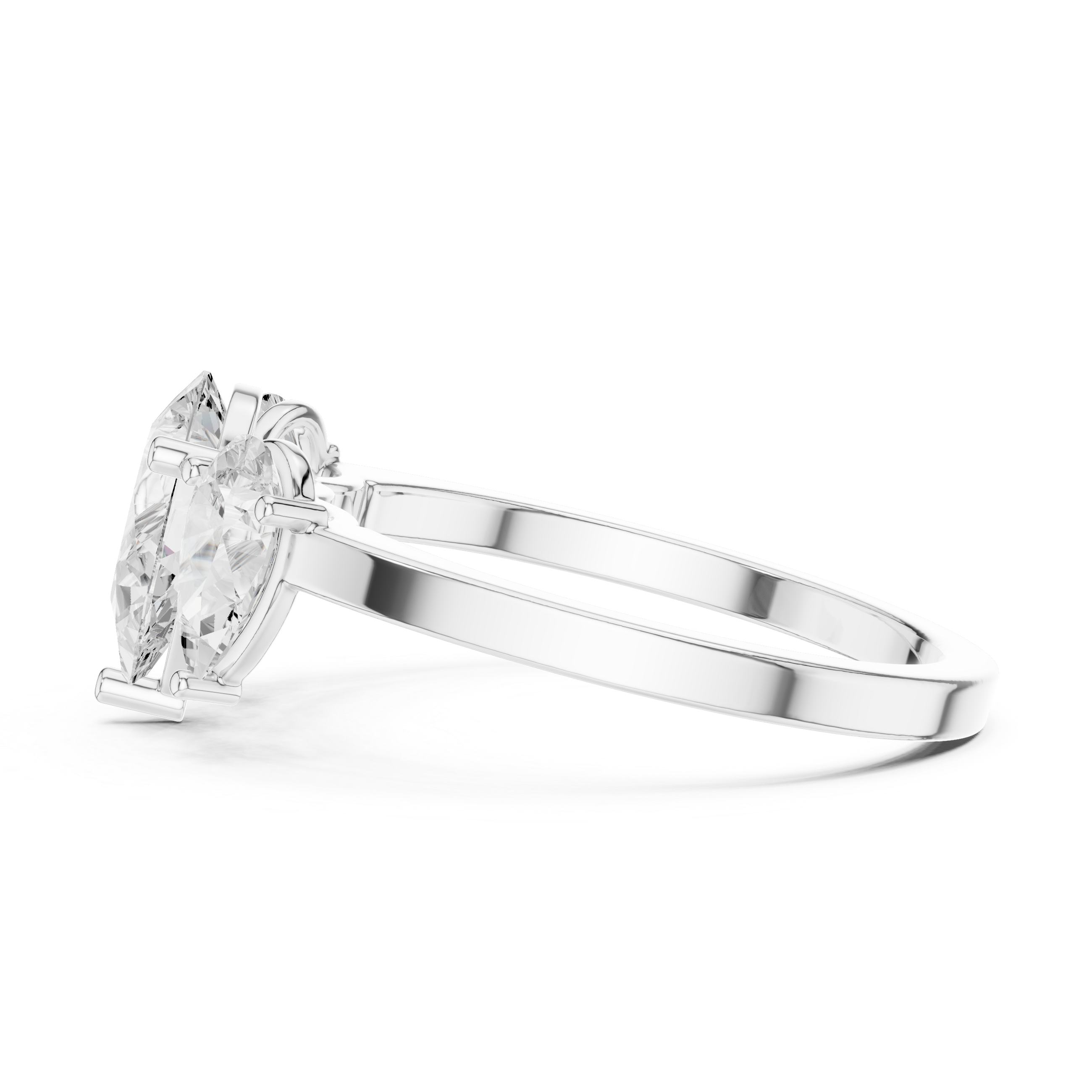 Three Stone Pear Diamond Engagement Ring