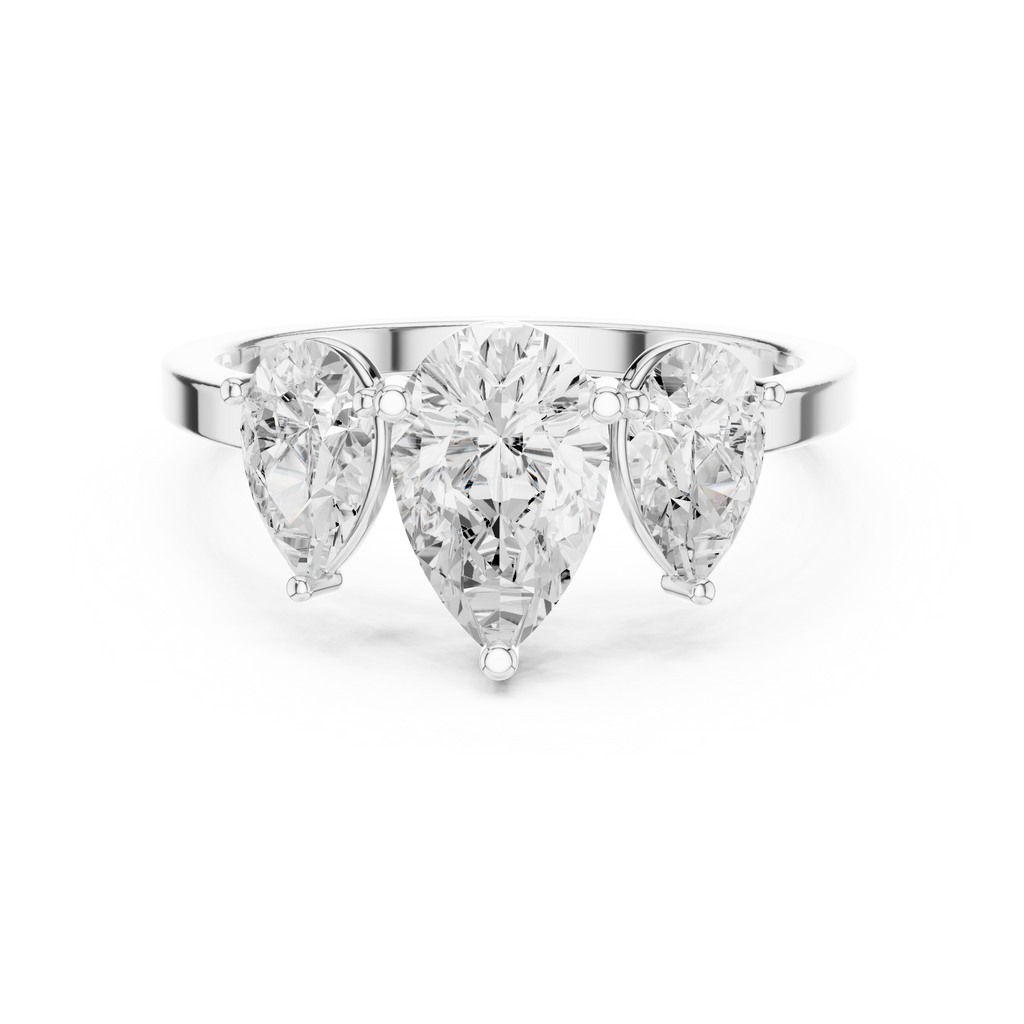 Three Stone Pear Diamond Engagement Ring