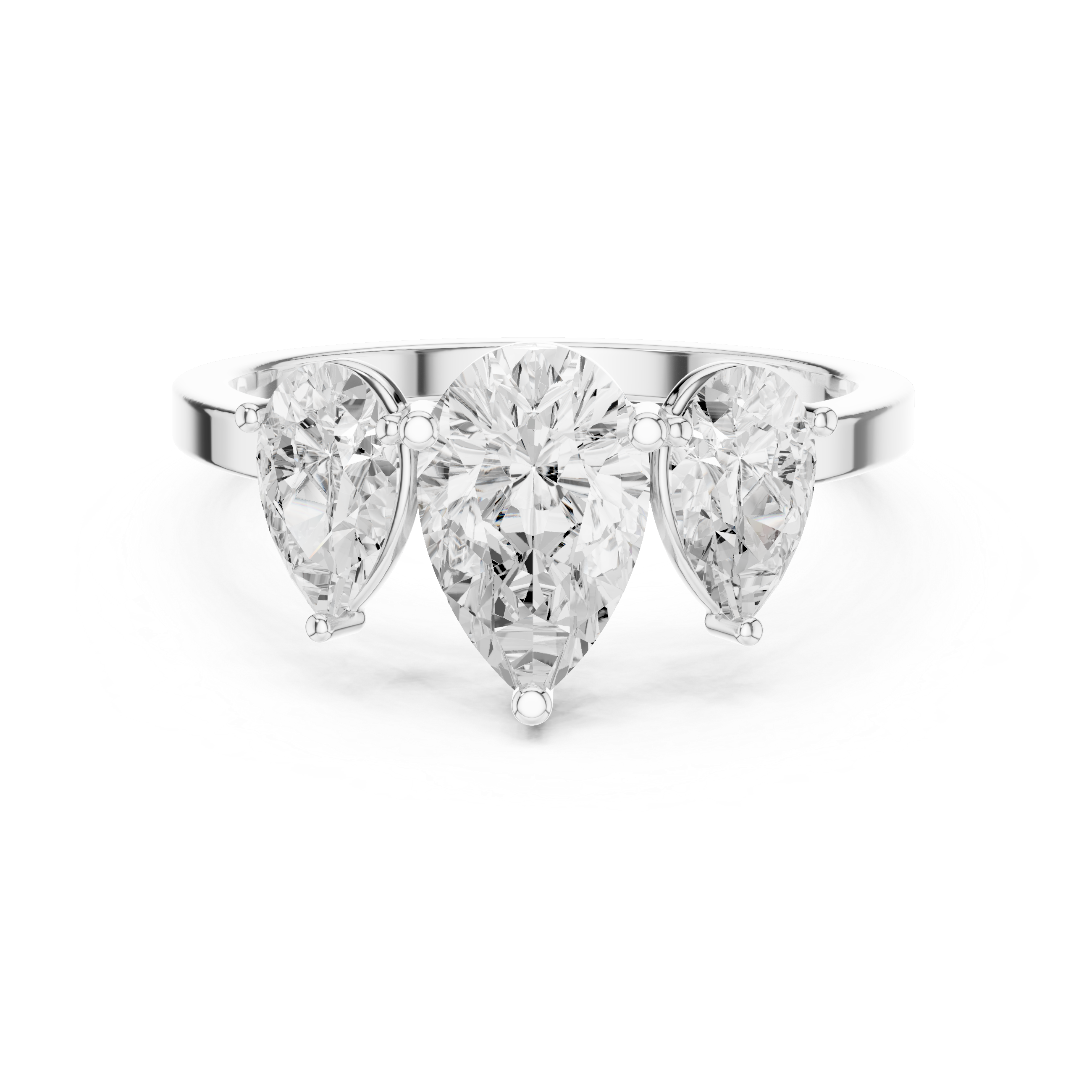 Three Stone Pear Diamond Engagement Ring