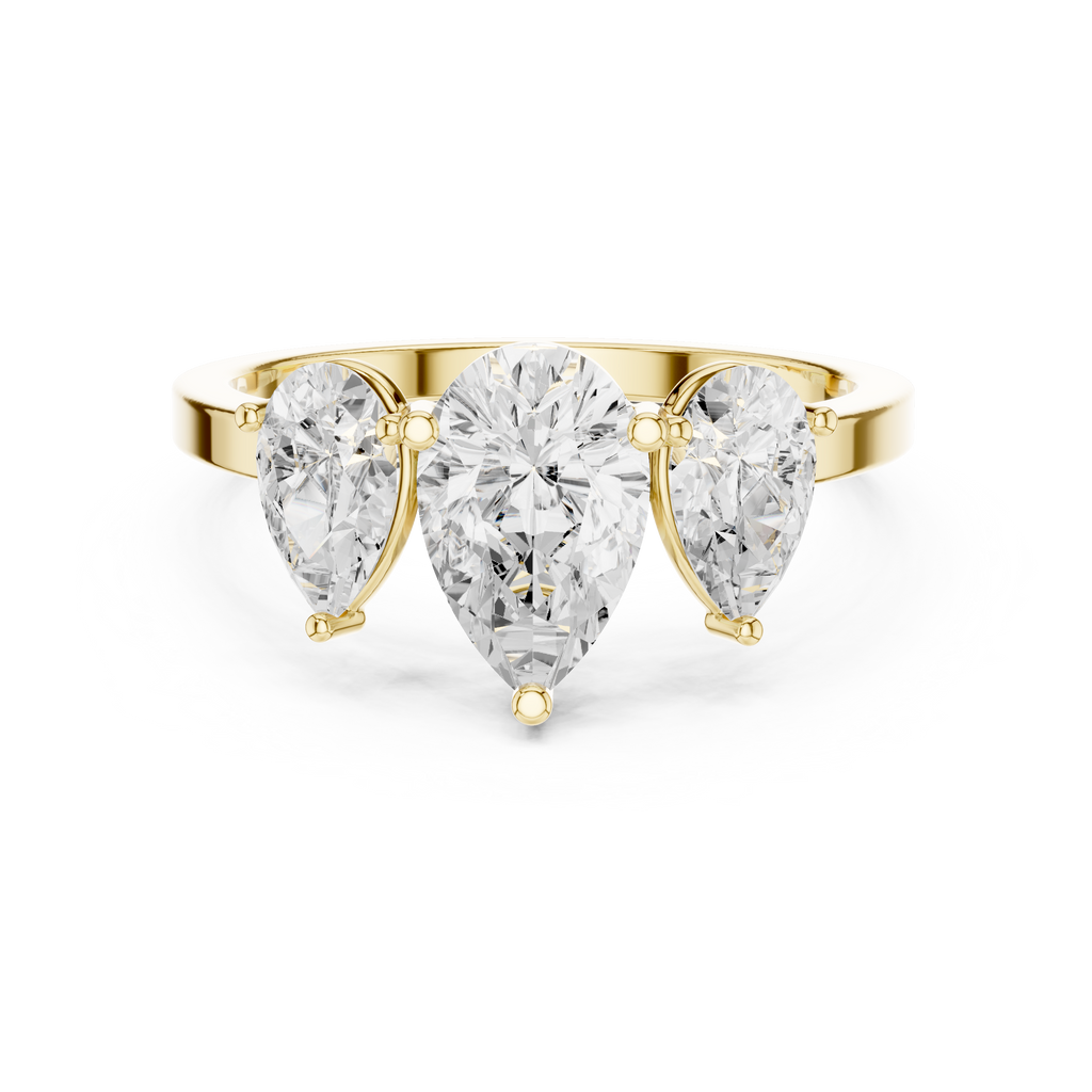 Three Stone Pear Diamond Engagement Ring