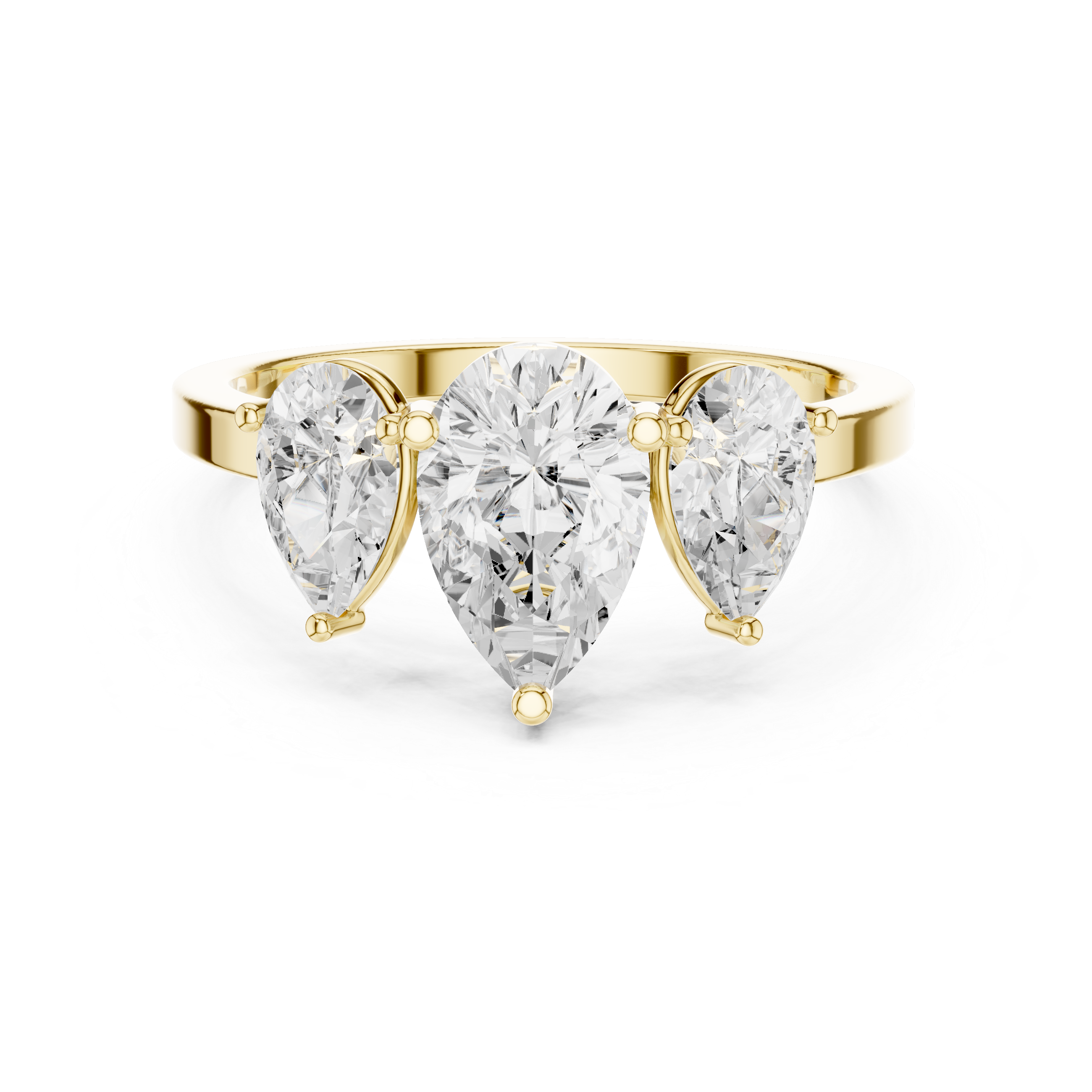 Three Stone Pear Diamond Engagement Ring