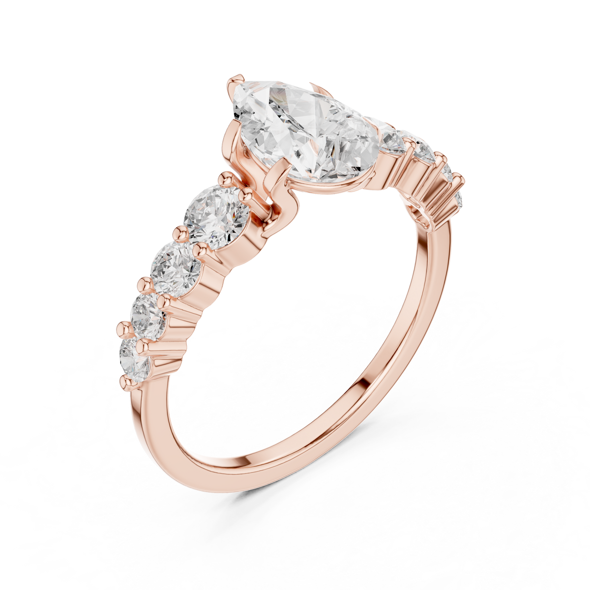 Pear Cut Vintage Side Stone Diamond Engagement Ring – view 7 of 12, lab grown diamond ring | Jewelix Atelier
