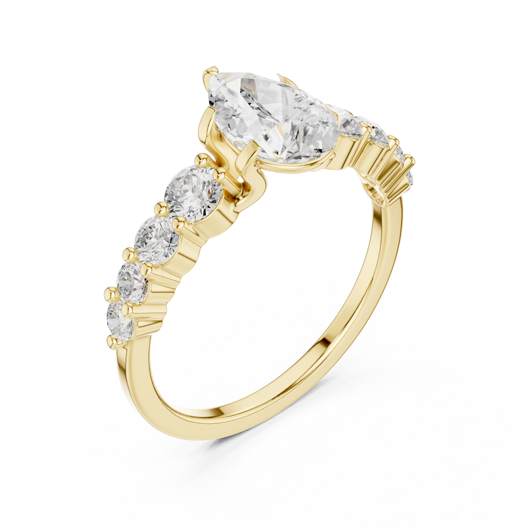 Pear Cut Vintage Side Stone Diamond Engagement Ring