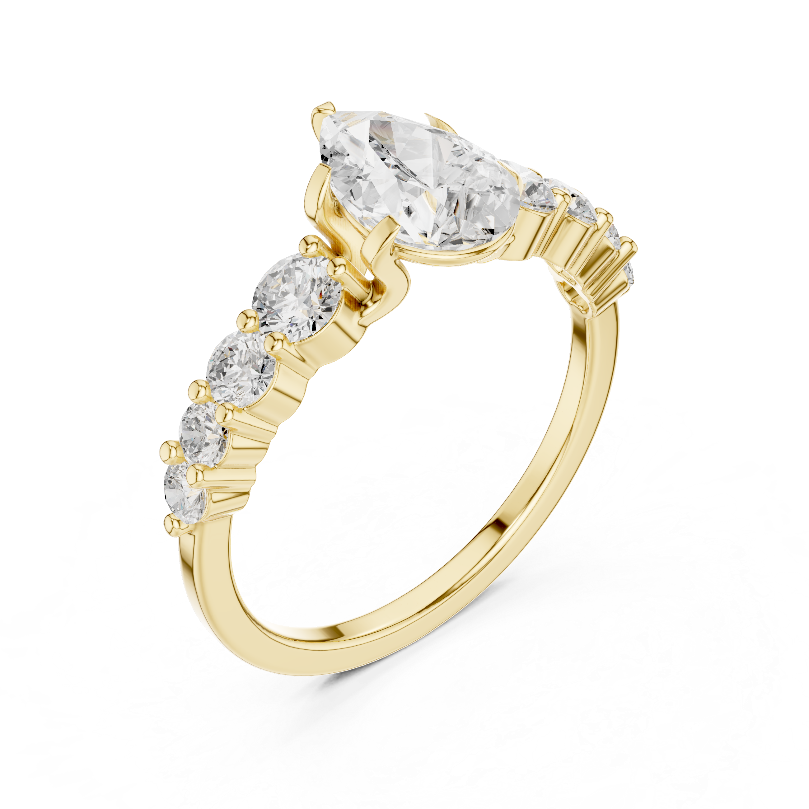 Pear Cut Vintage Side Stone Diamond Engagement Ring