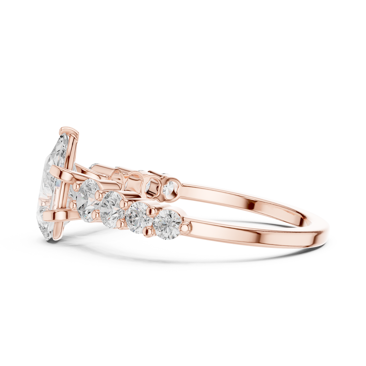 Pear Cut Vintage Side Stone Diamond Engagement Ring – view 8 of 12, lab grown diamond ring | Jewelix Atelier