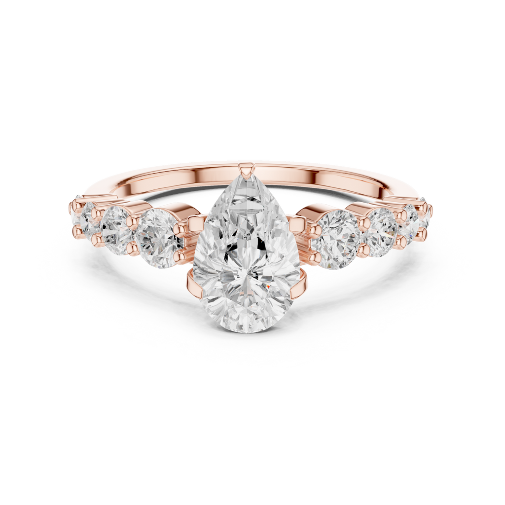 Pear Cut Vintage Side Stone Diamond Engagement Ring