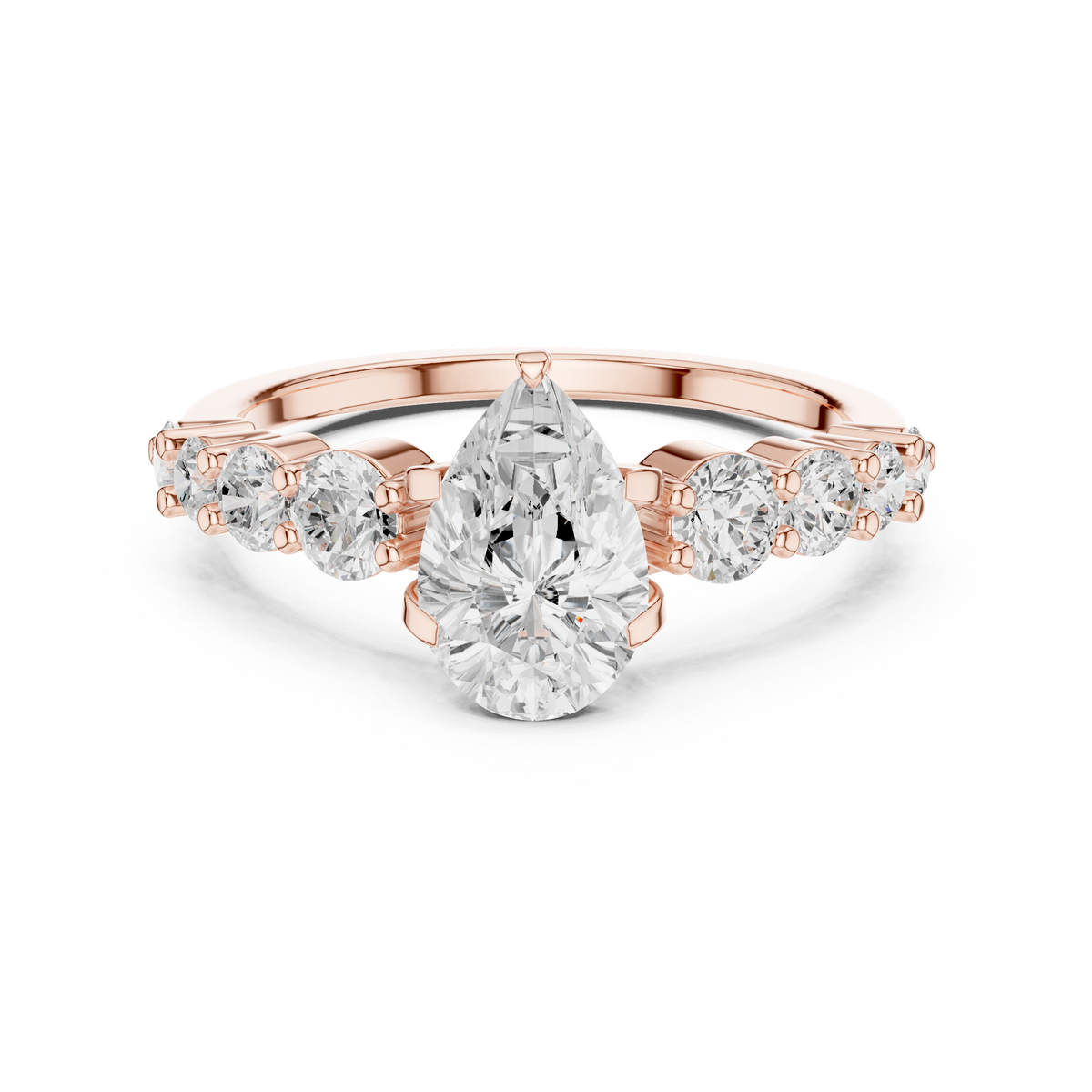 Pear Cut Vintage Side Stone Diamond Engagement Ring – view 5 of 12, lab grown diamond ring | Jewelix Atelier