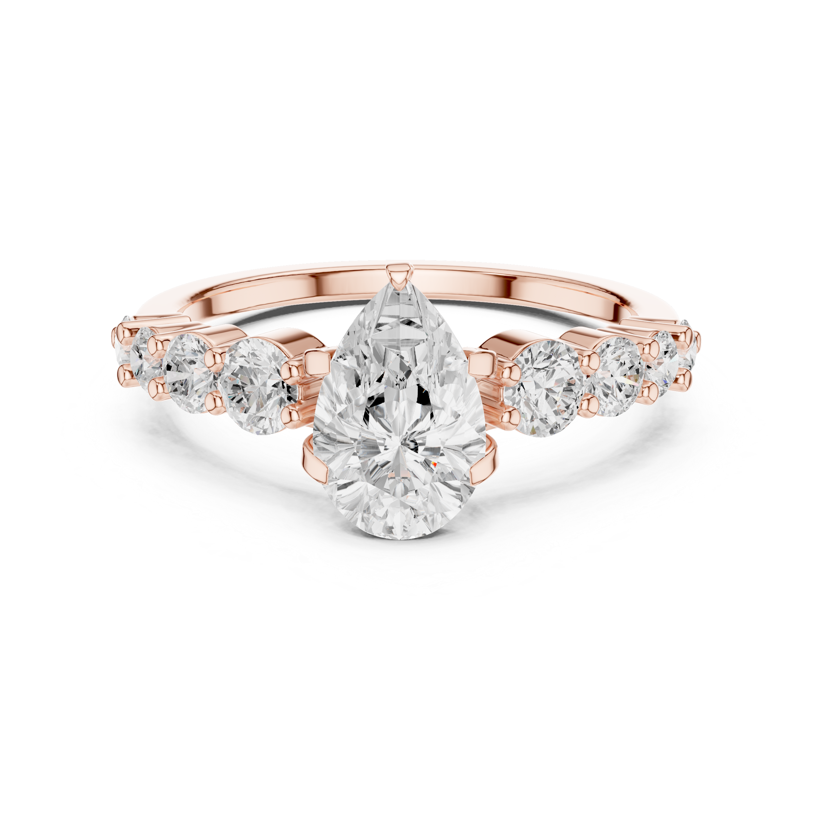Pear Cut Vintage Side Stone Diamond Engagement Ring
