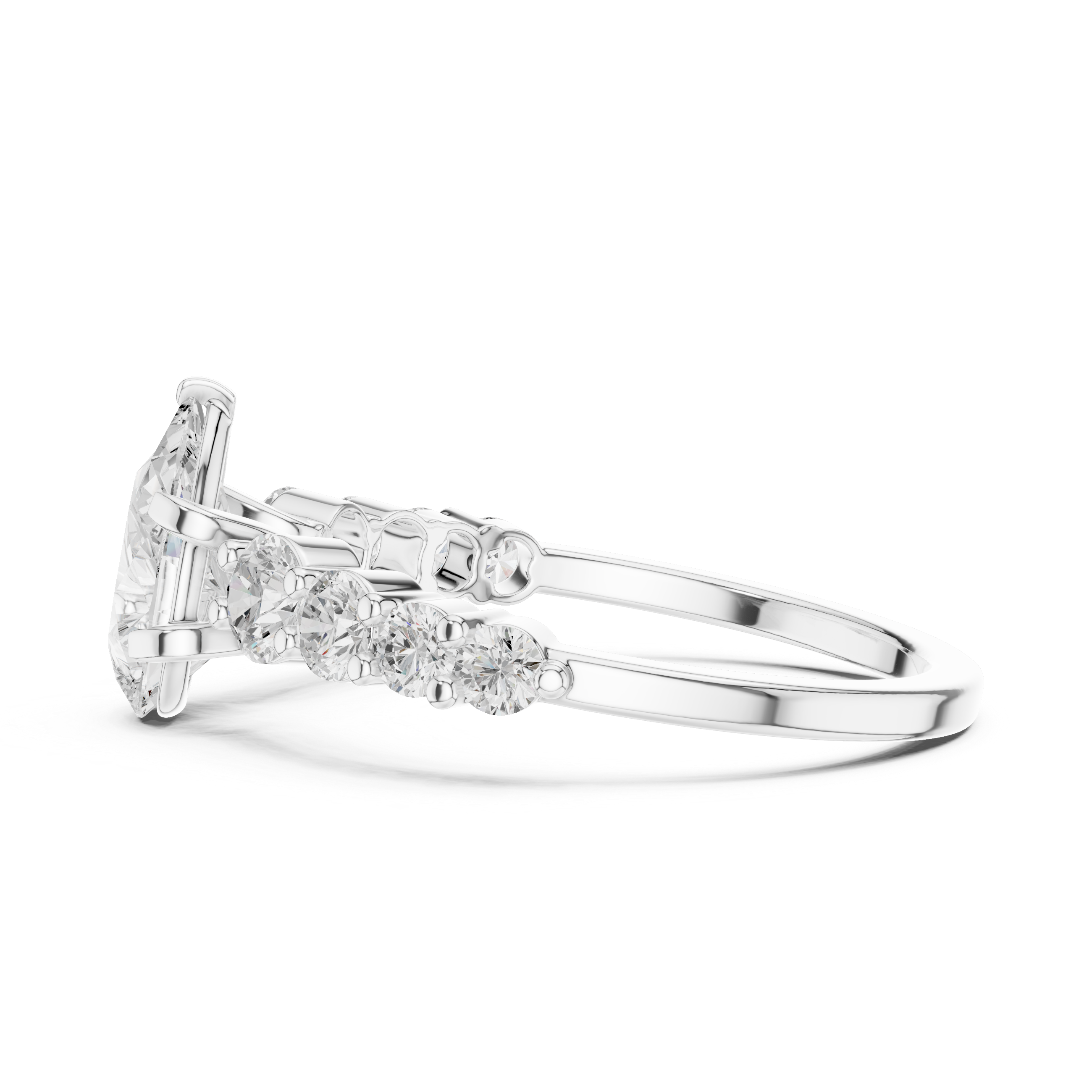 Pear Cut Vintage Side Stone Diamond Engagement Ring