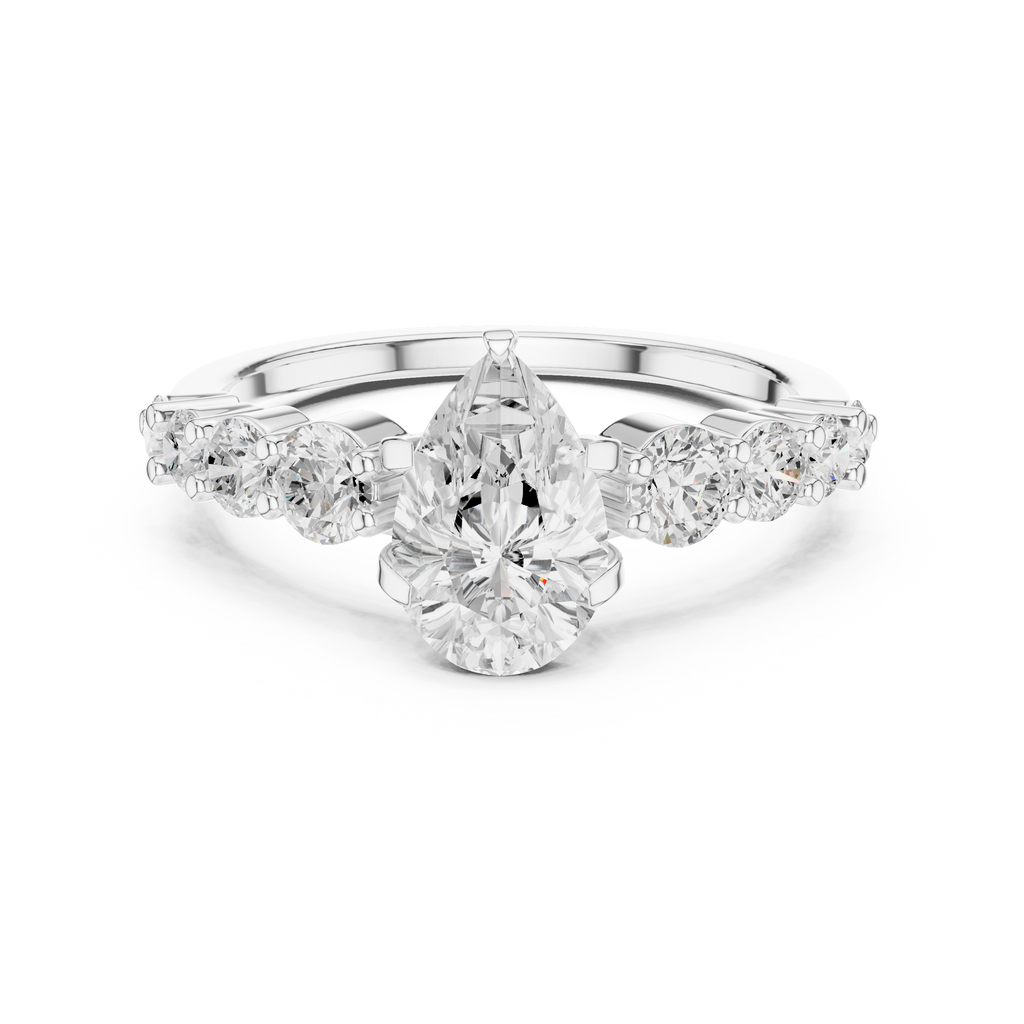Pear Cut Vintage Side Stone Diamond Engagement Ring