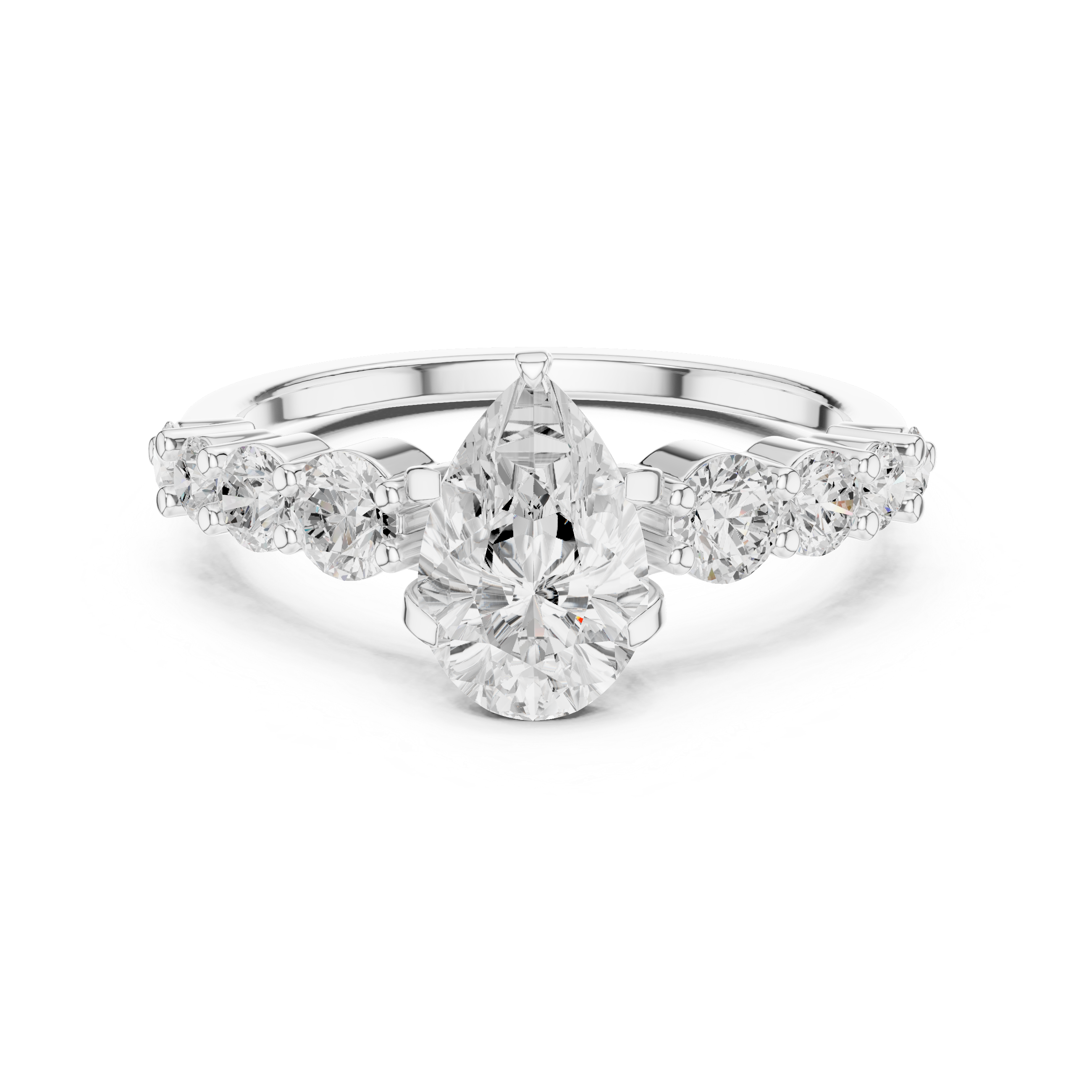 Pear Cut Vintage Side Stone Diamond Engagement Ring