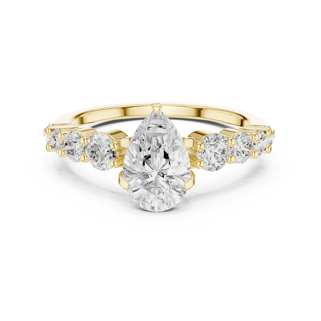 Pear Cut Vintage Side Stone Diamond Engagement Ring