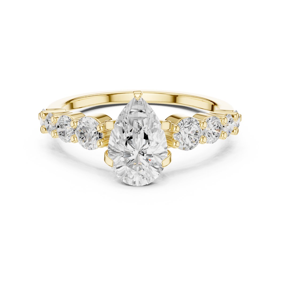 Pear Cut Vintage Side Stone Diamond Engagement Ring – view 9 of 12, lab grown diamond ring | Jewelix Atelier