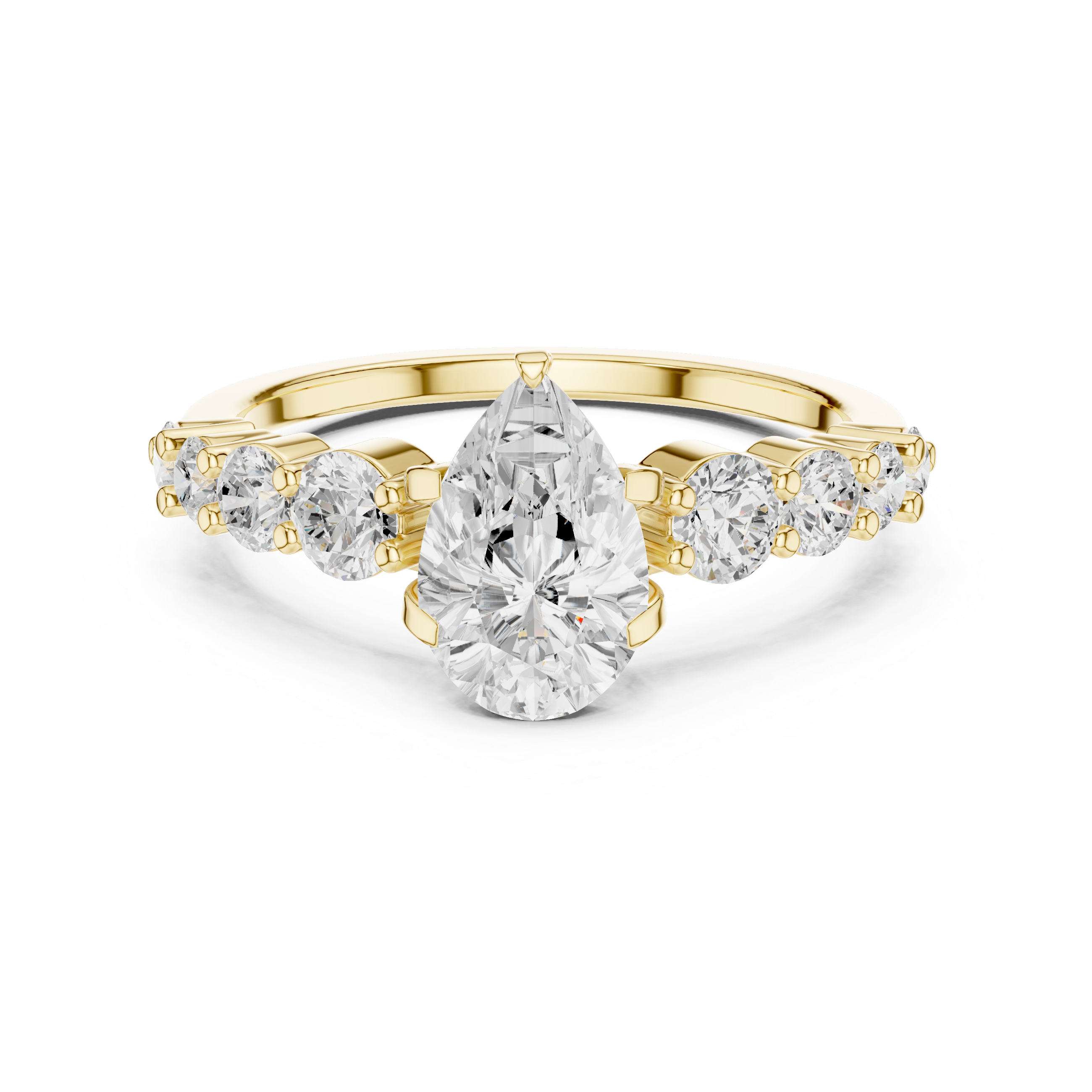 Pear Cut Vintage Side Stone Diamond Engagement Ring