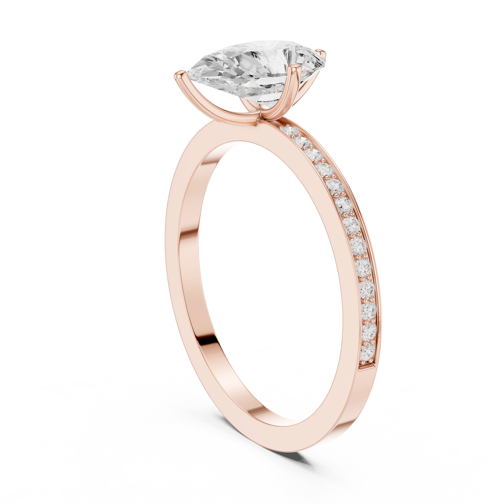 Minimal Pear Cut Pavé Diamond Engagement Ring
