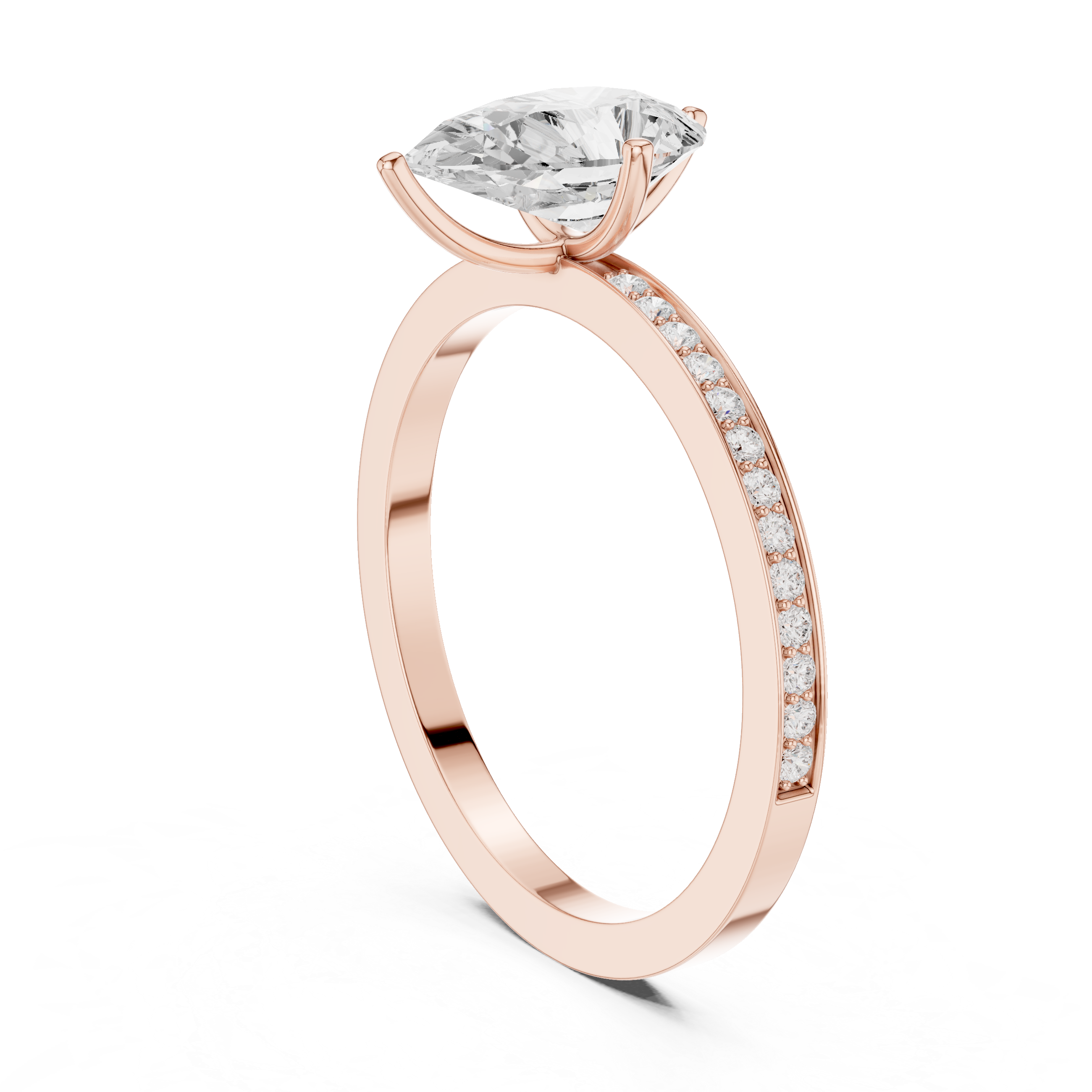 Minimal Pear Cut Pavé Diamond Engagement Ring