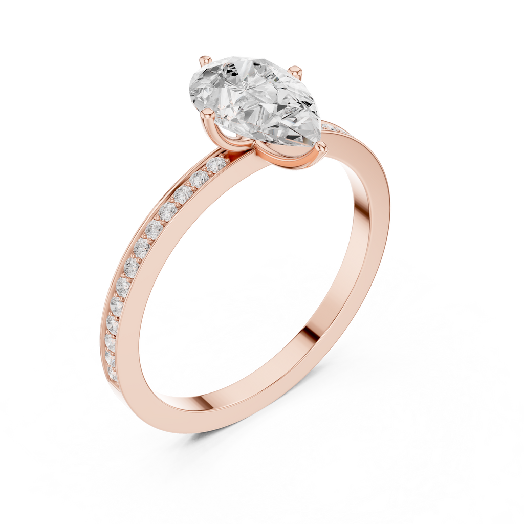 Minimal Pear Cut Pavé Diamond Engagement Ring