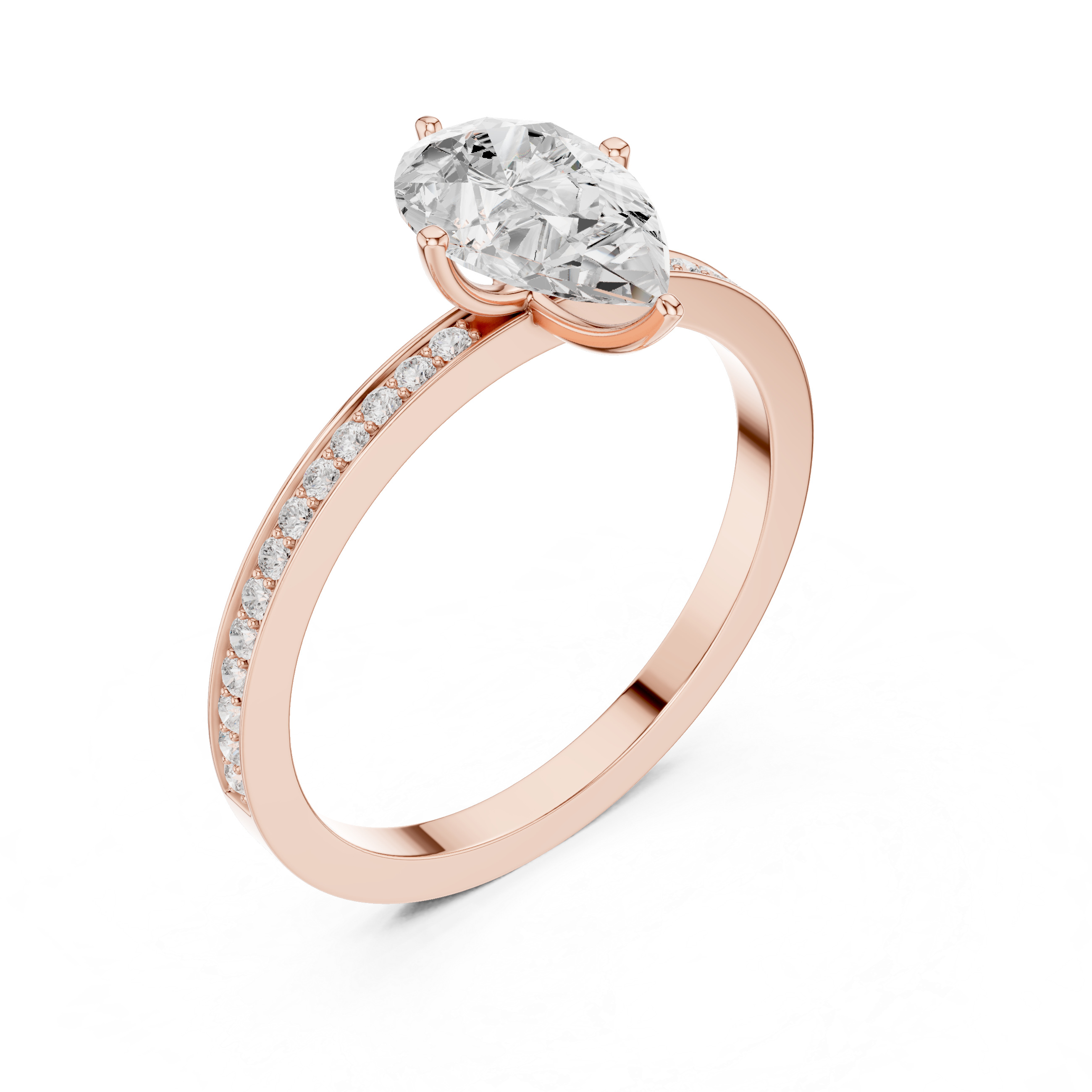 Minimal Pear Cut Pavé Diamond Engagement Ring
