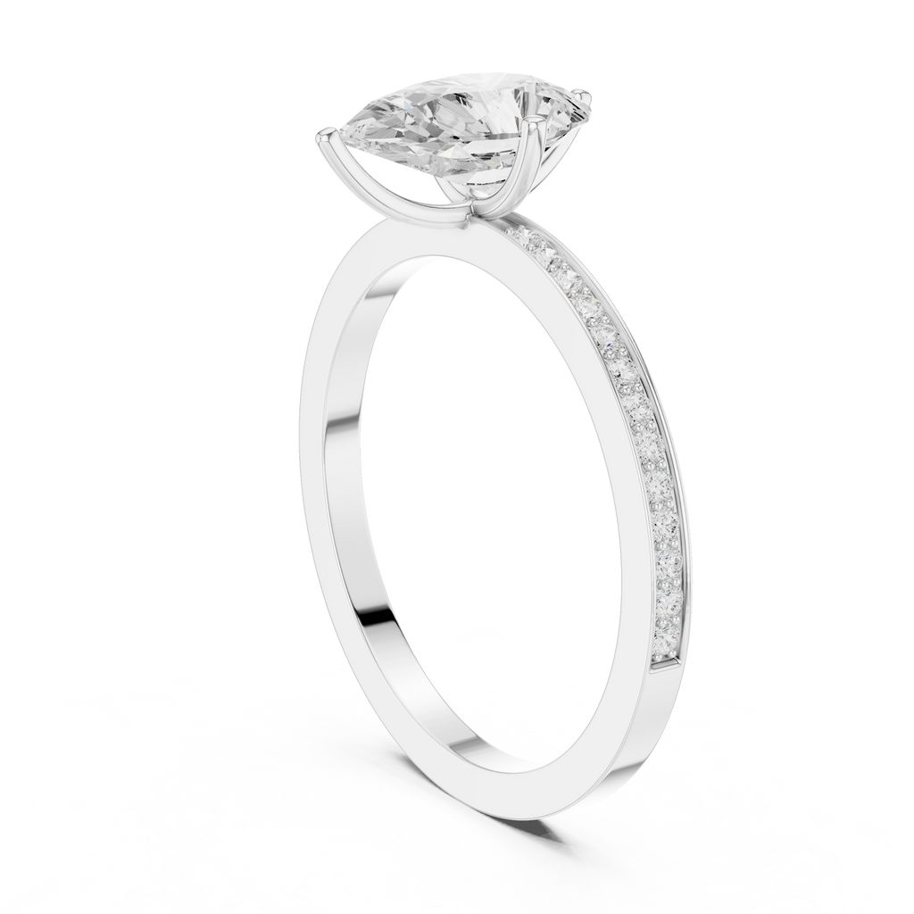Minimal Pear Cut Pavé Diamond Engagement Ring