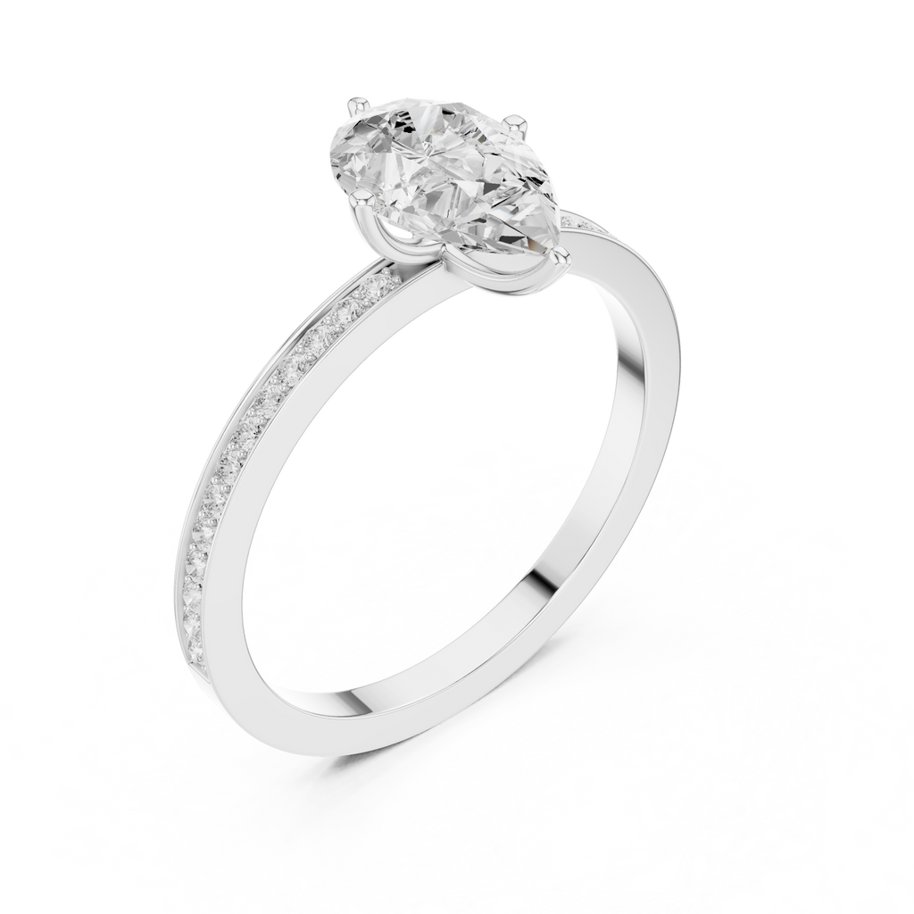 Minimal Pear Cut Pavé Diamond Engagement Ring