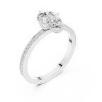Minimal Pear Cut Pavé Diamond Engagement Ring
