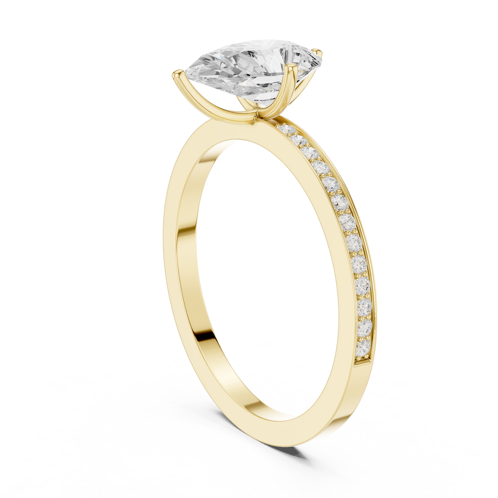 Minimal Pear Cut Pavé Diamond Engagement Ring