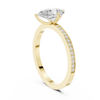 Minimal Pear Cut Pavé Diamond Engagement Ring