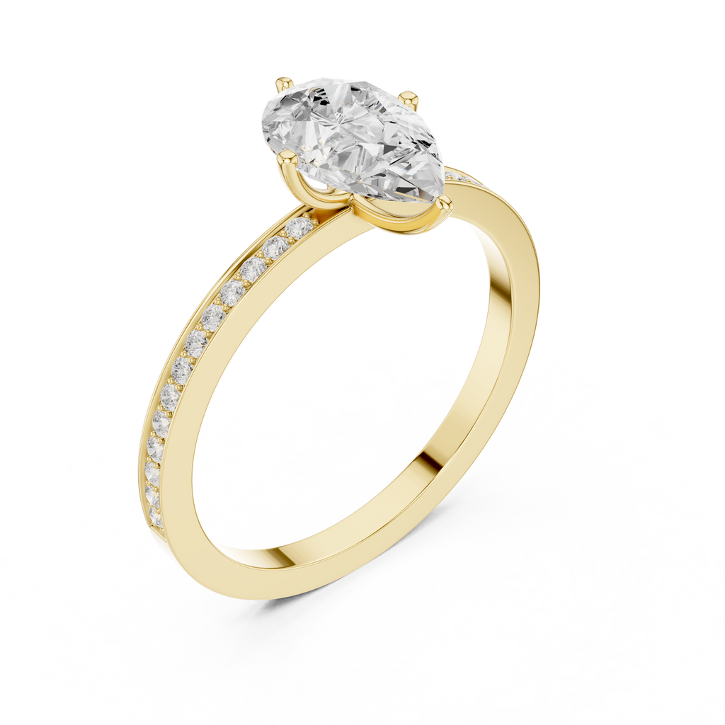 Minimal Pear Cut Pavé Diamond Engagement Ring