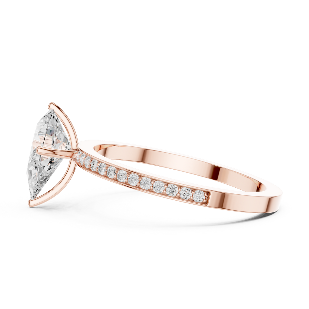 Minimal Pear Cut Pavé Diamond Engagement Ring