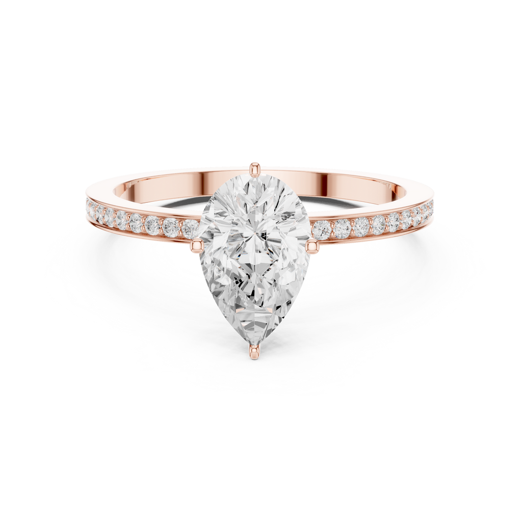 Minimal Pear Cut Pavé Diamond Engagement Ring