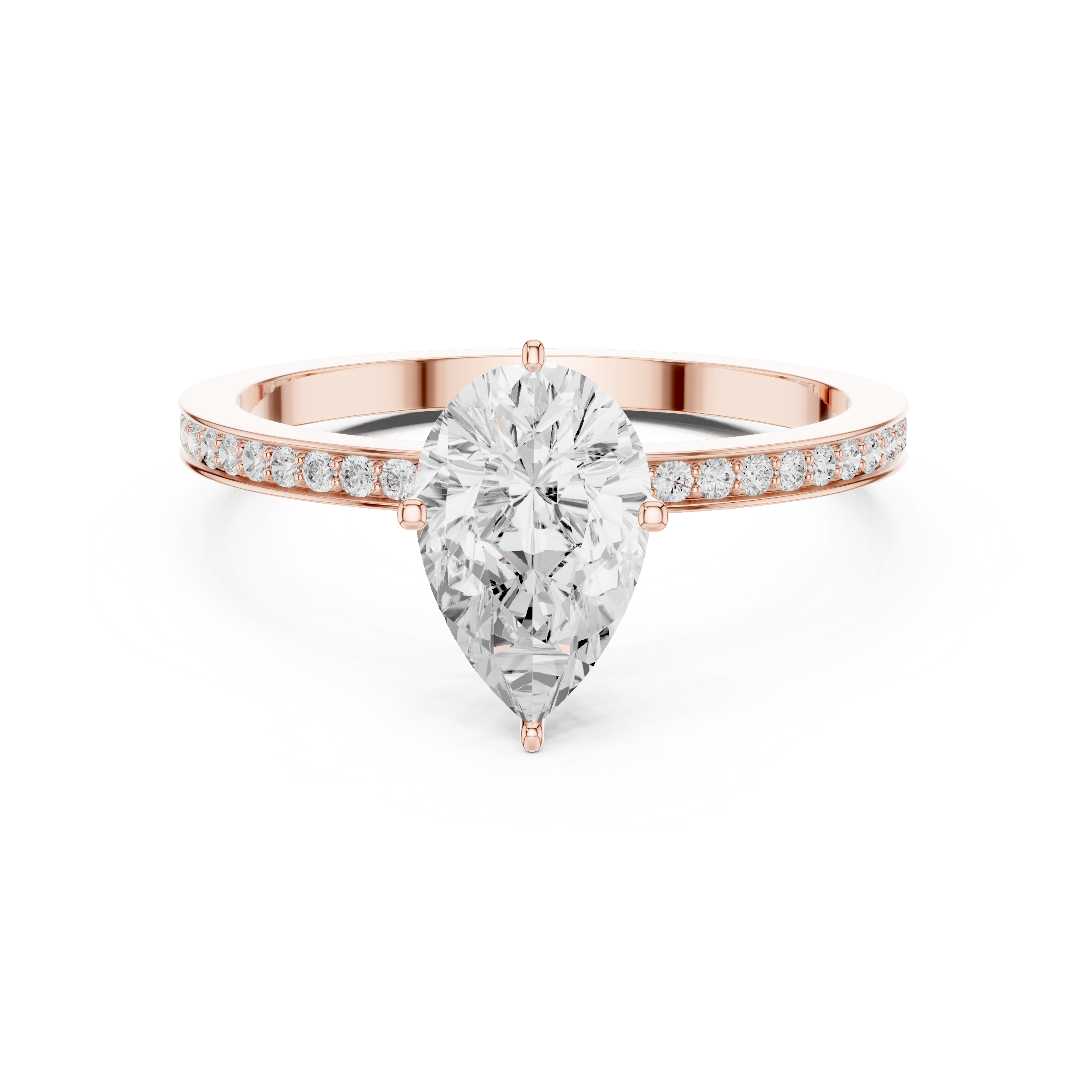Minimal Pear Cut Pavé Diamond Engagement Ring