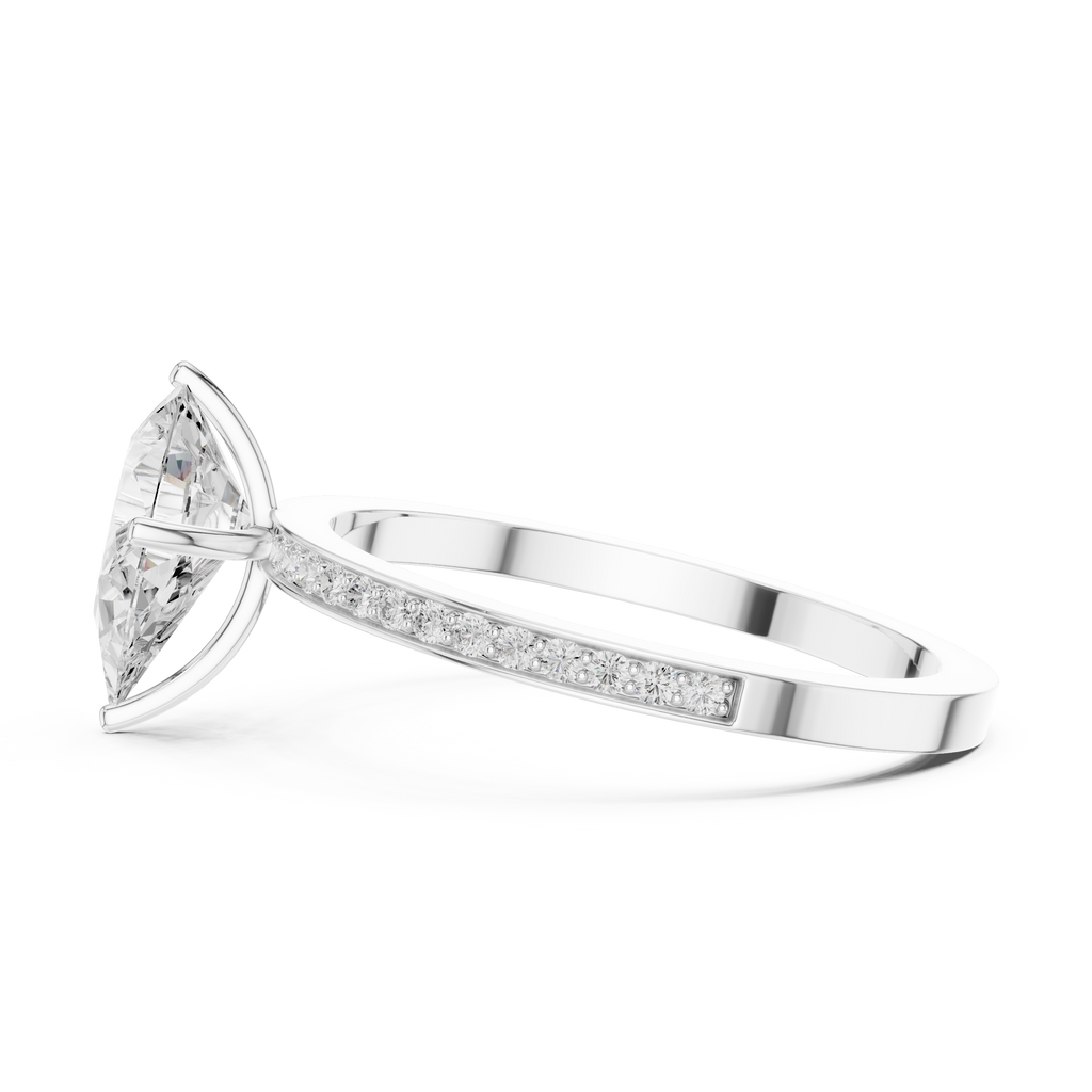 Minimal Pear Cut Pavé Diamond Engagement Ring