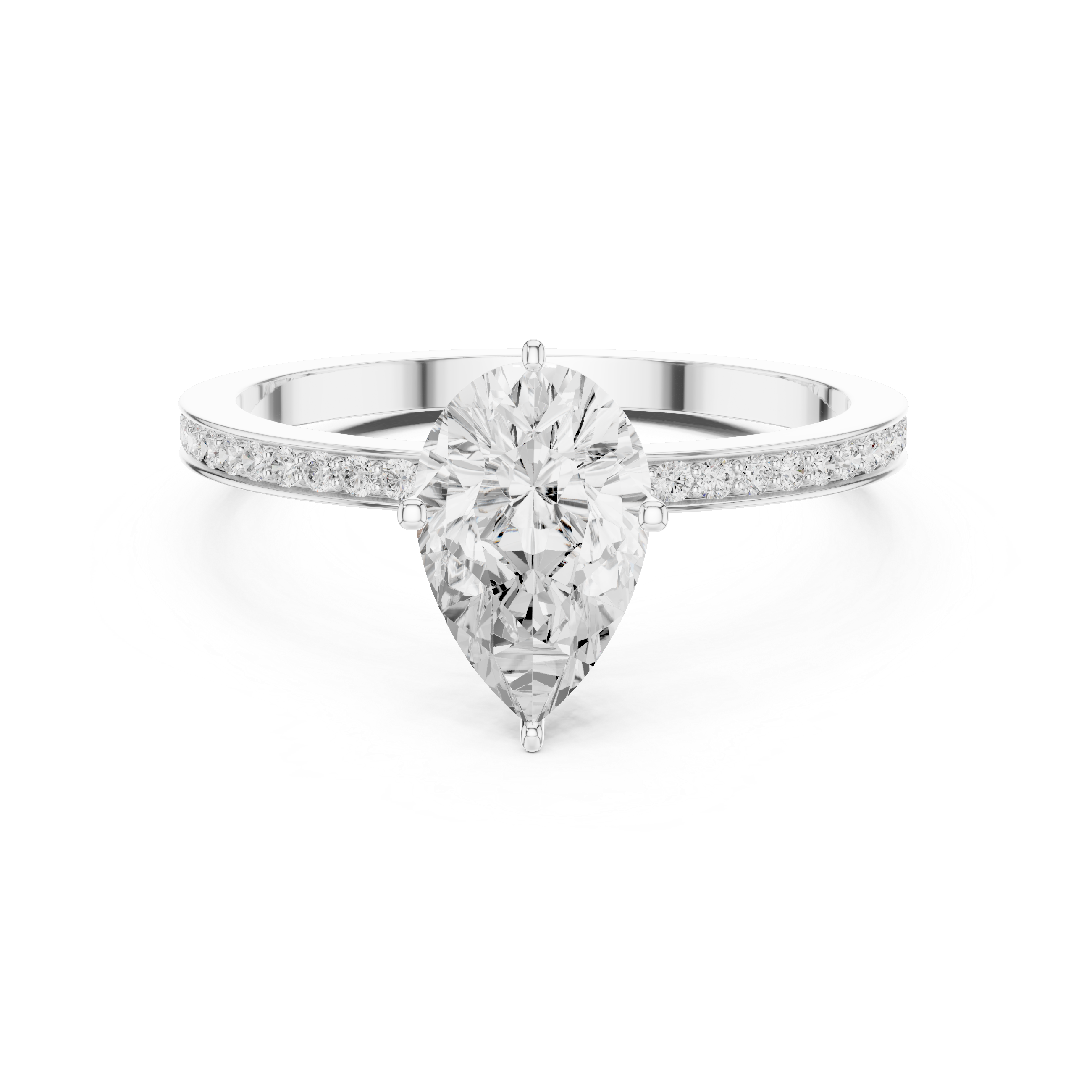 Minimal Pear Cut Pavé Diamond Engagement Ring