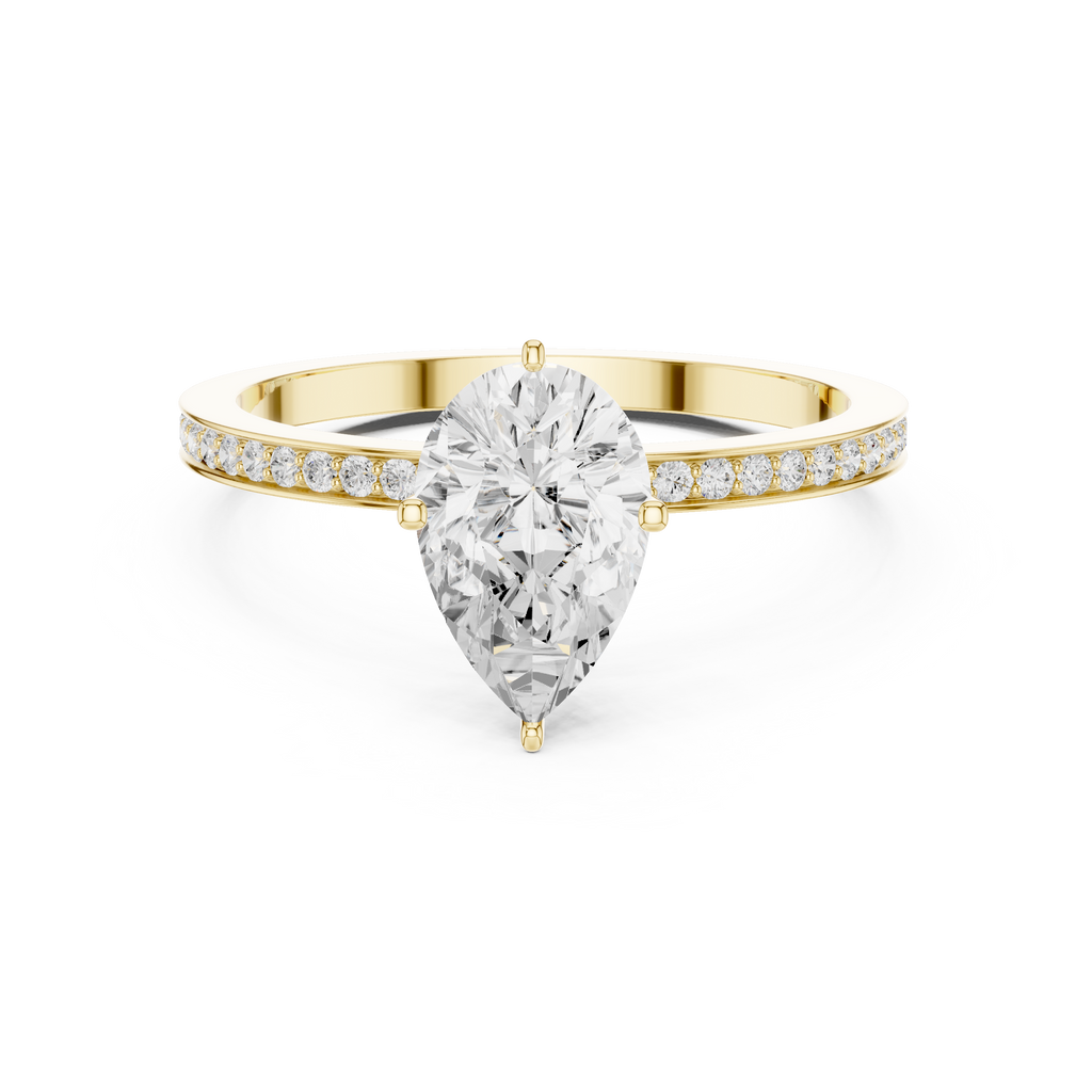 Minimal Pear Cut Pavé Diamond Engagement Ring