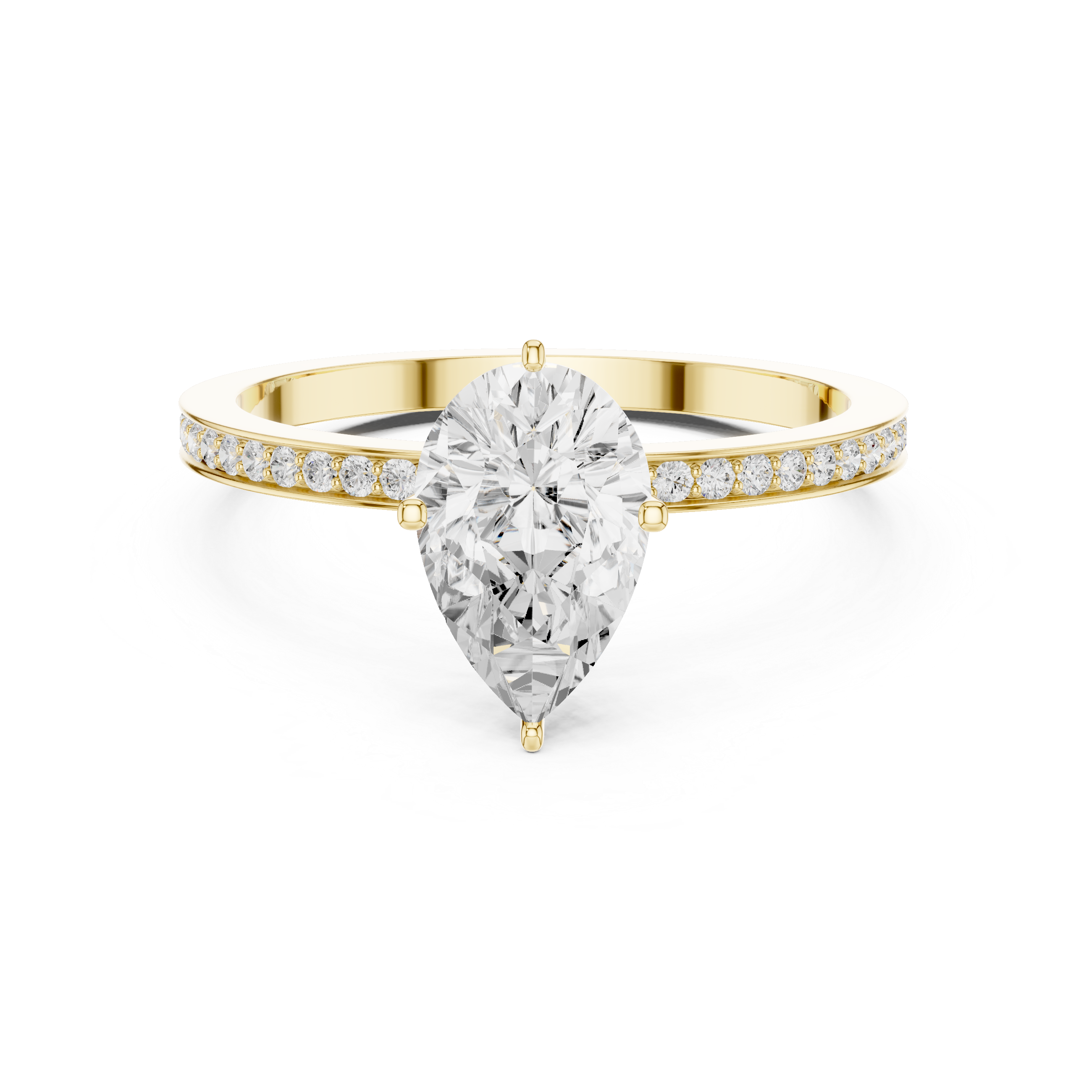 Minimal Pear Cut Pavé Diamond Engagement Ring