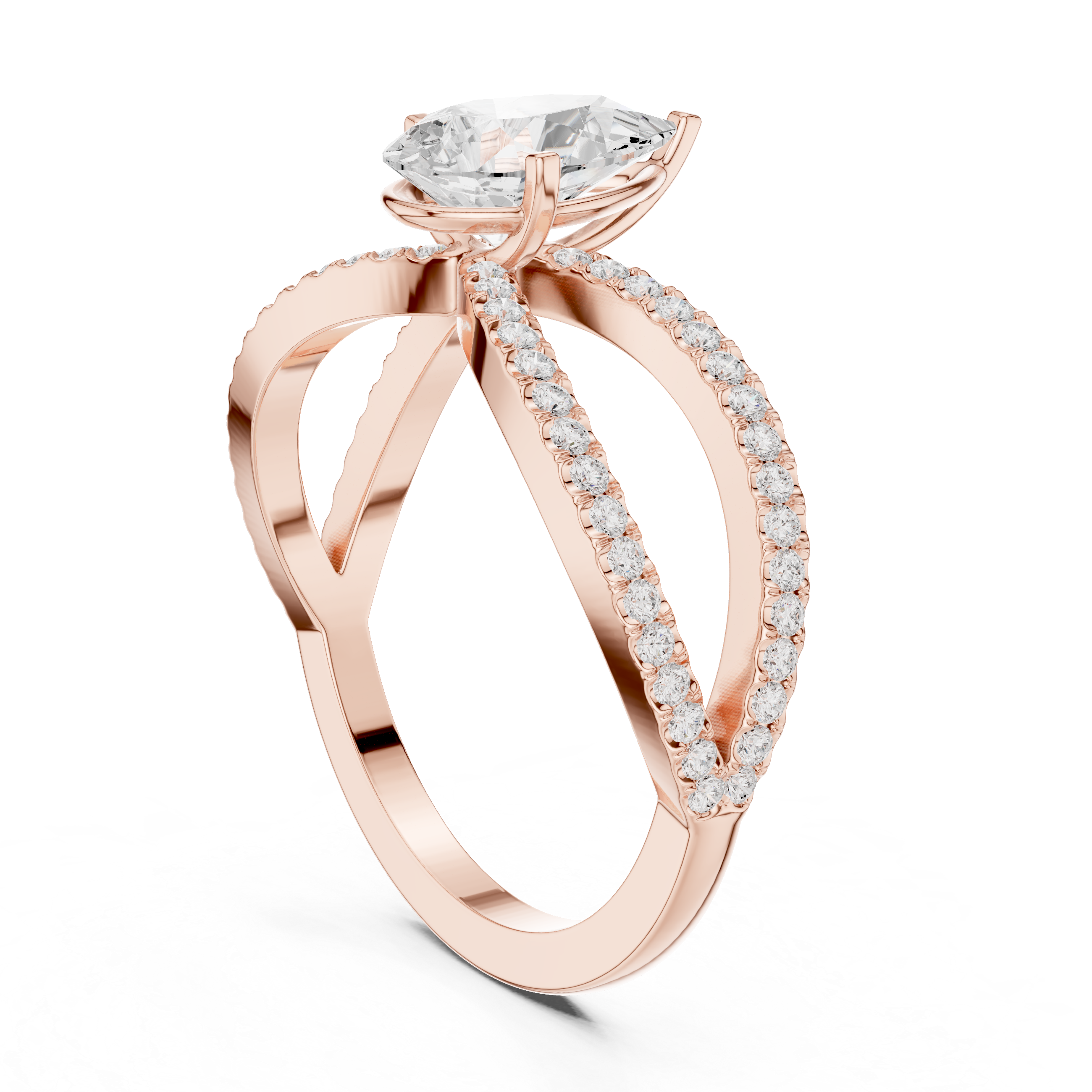 Pear Cut Infinity Split Shank Diamond Engagement Ring