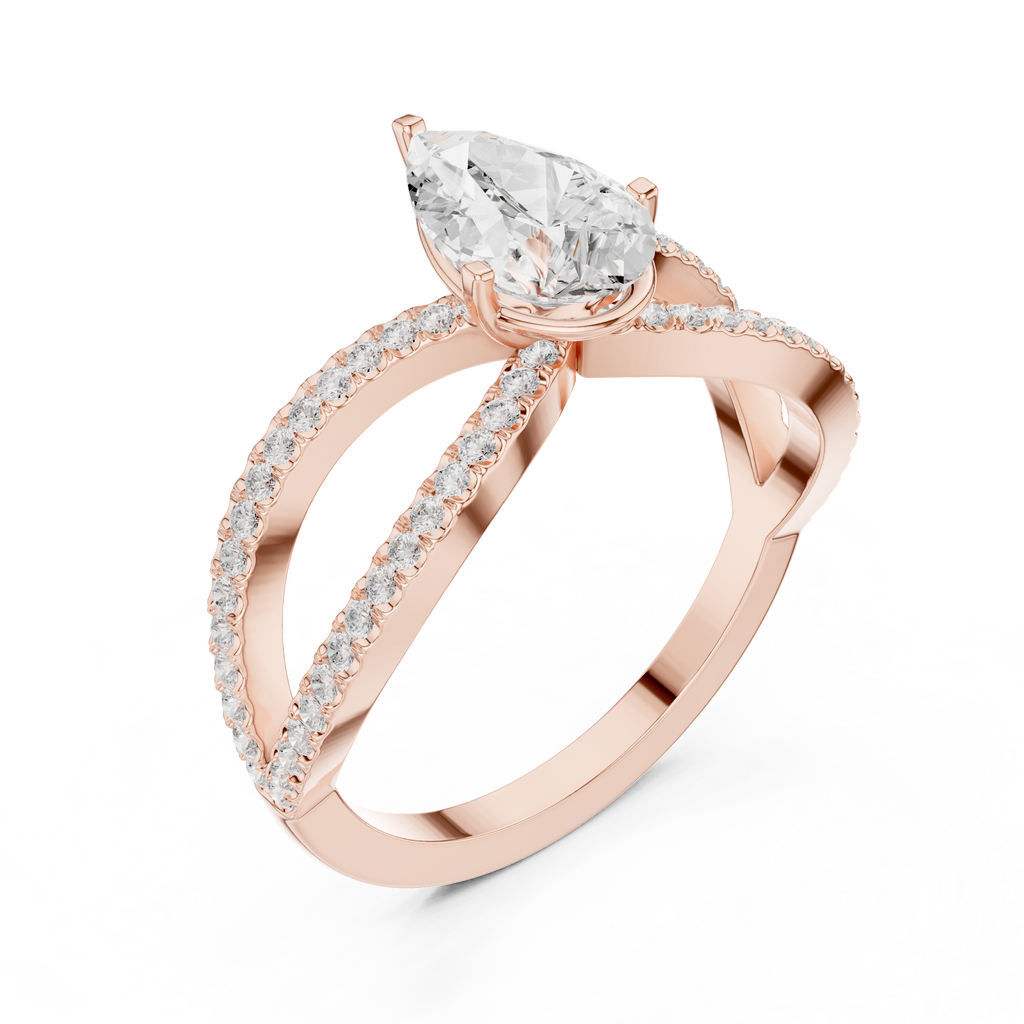 Pear Cut Infinity Split Shank Diamond Engagement Ring