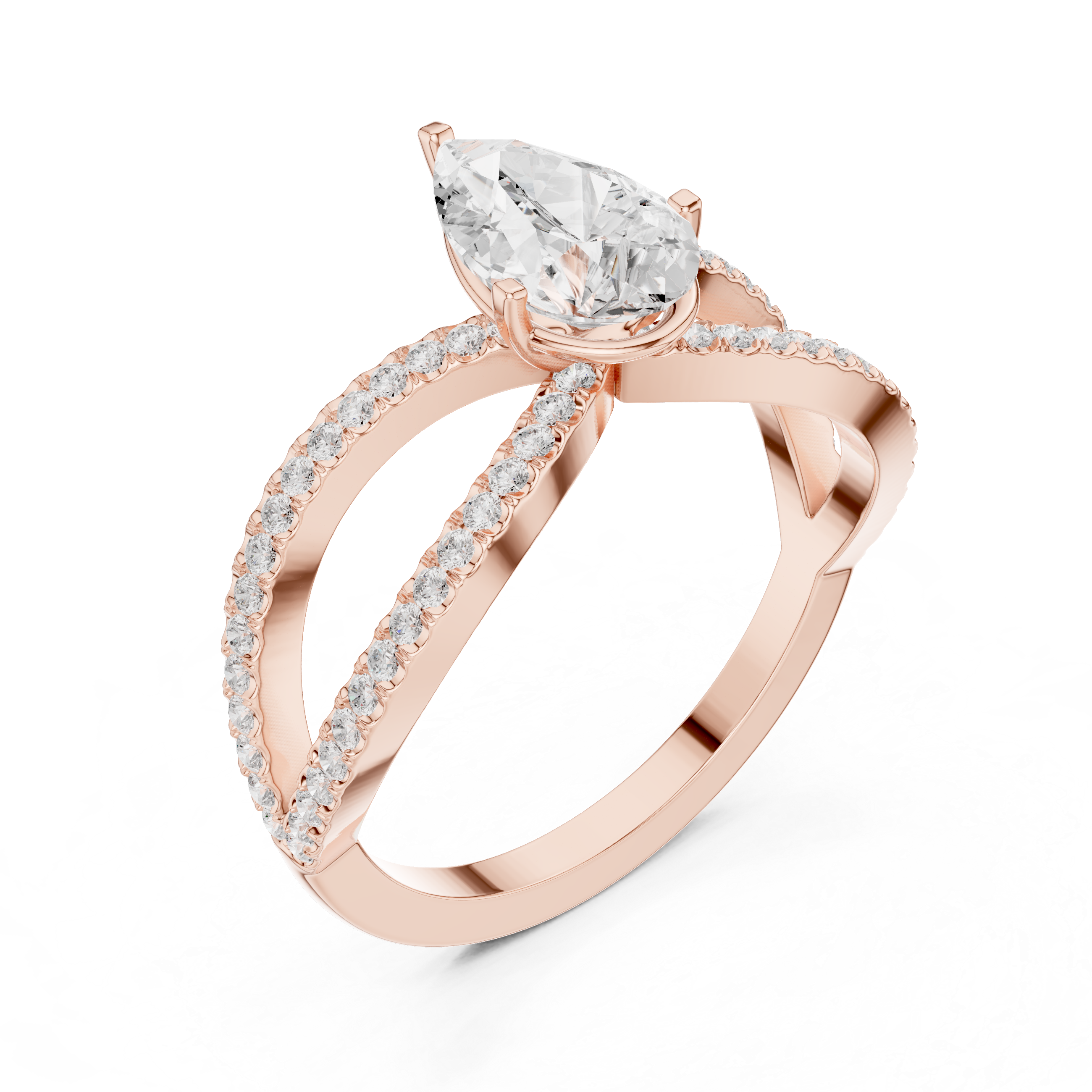 Pear Cut Infinity Split Shank Diamond Engagement Ring