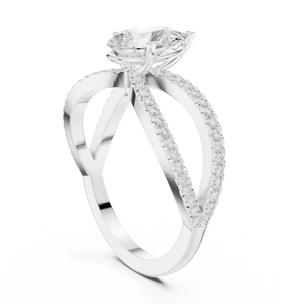 Pear Cut Infinity Split Shank Diamond Engagement Ring