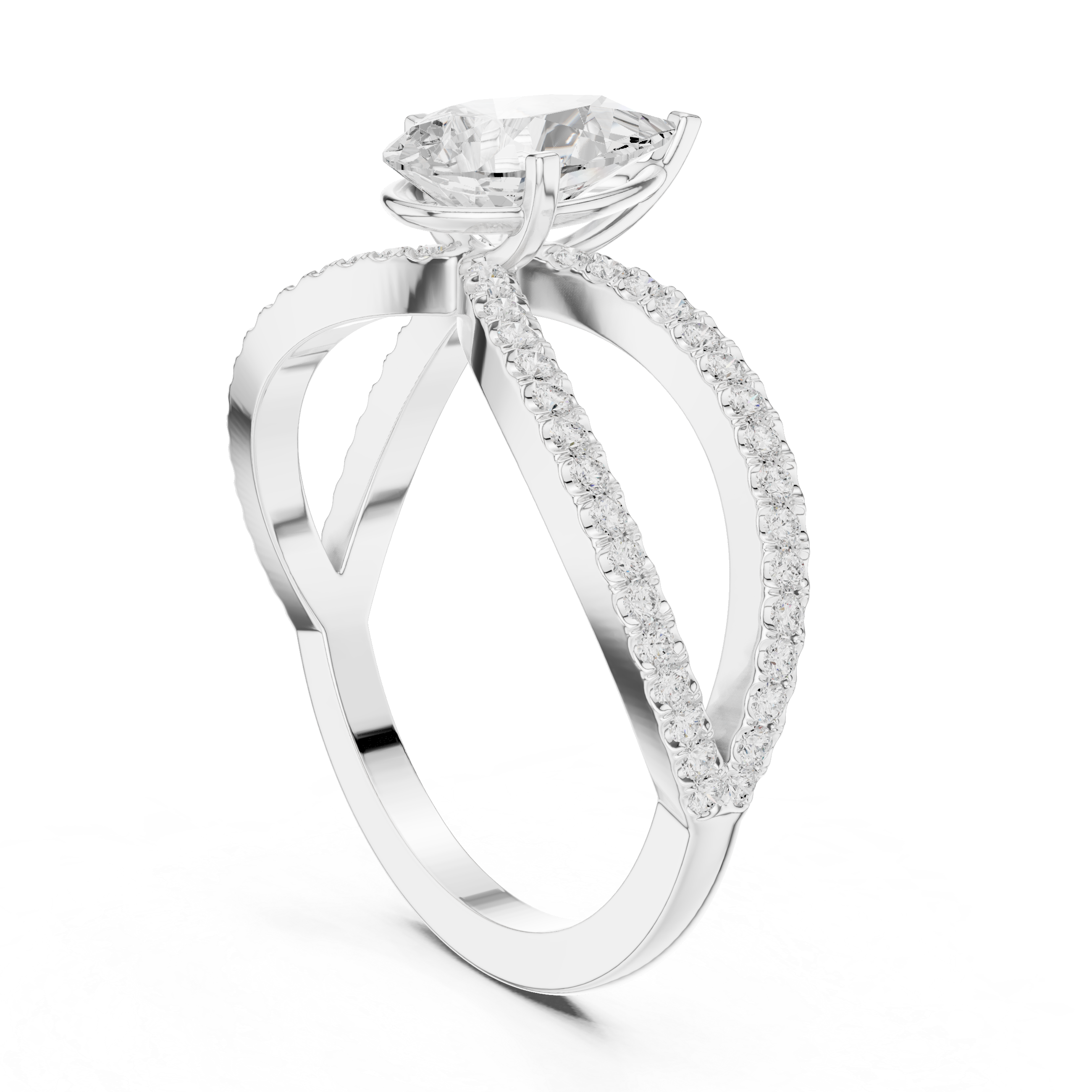 Pear Cut Infinity Split Shank Diamond Engagement Ring