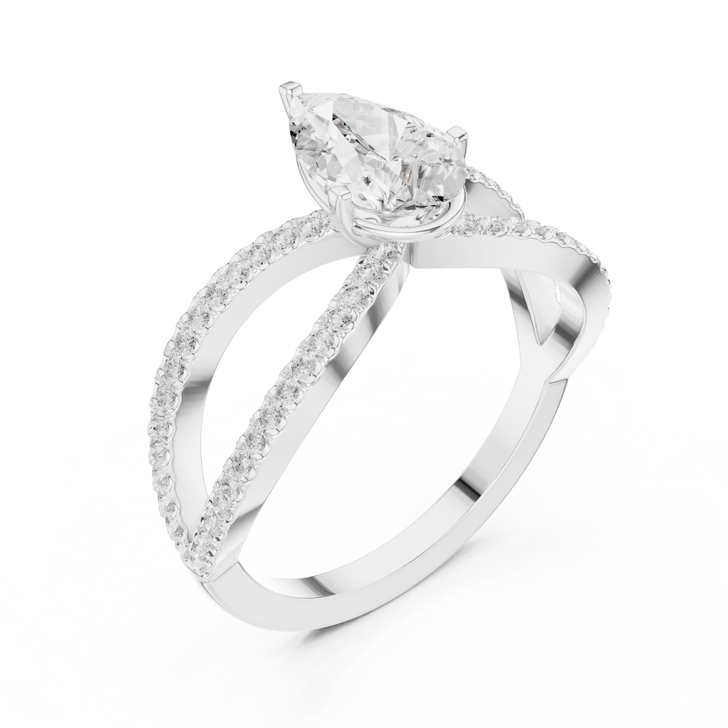 Pear Cut Infinity Split Shank Diamond Engagement Ring