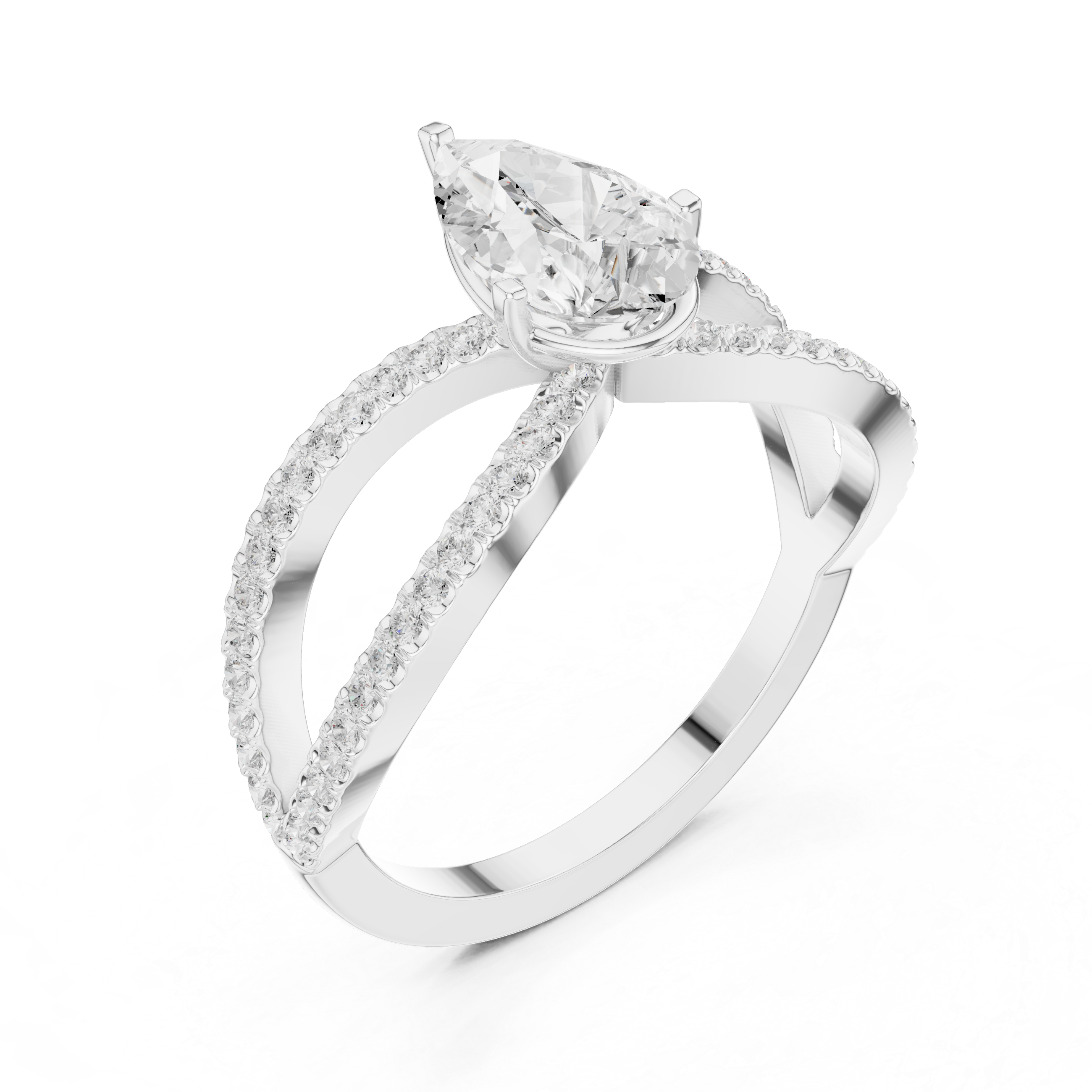 Pear Cut Infinity Split Shank Diamond Engagement Ring
